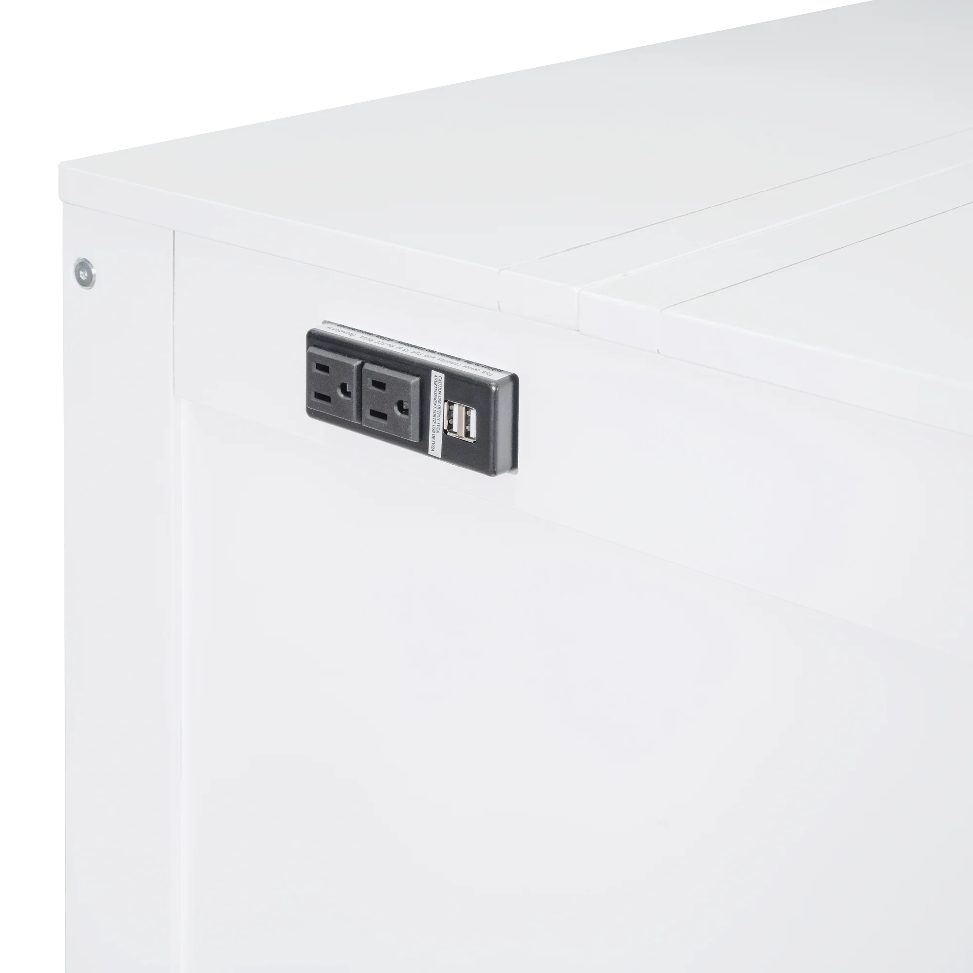 Churanty Queen Size Murphy Bed Wall Beds with USB Port and Shelves,Wood Mobile Murphy Chest Bed Cabinet Bed,White