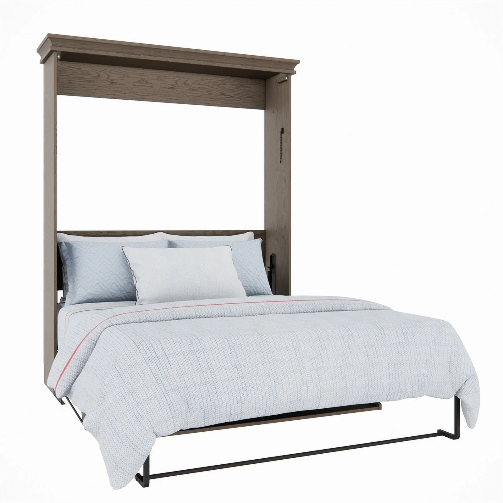 RoomAndLoft Windsor Queen Size Solid Wood Murphy Wall Desk Bed in Gray