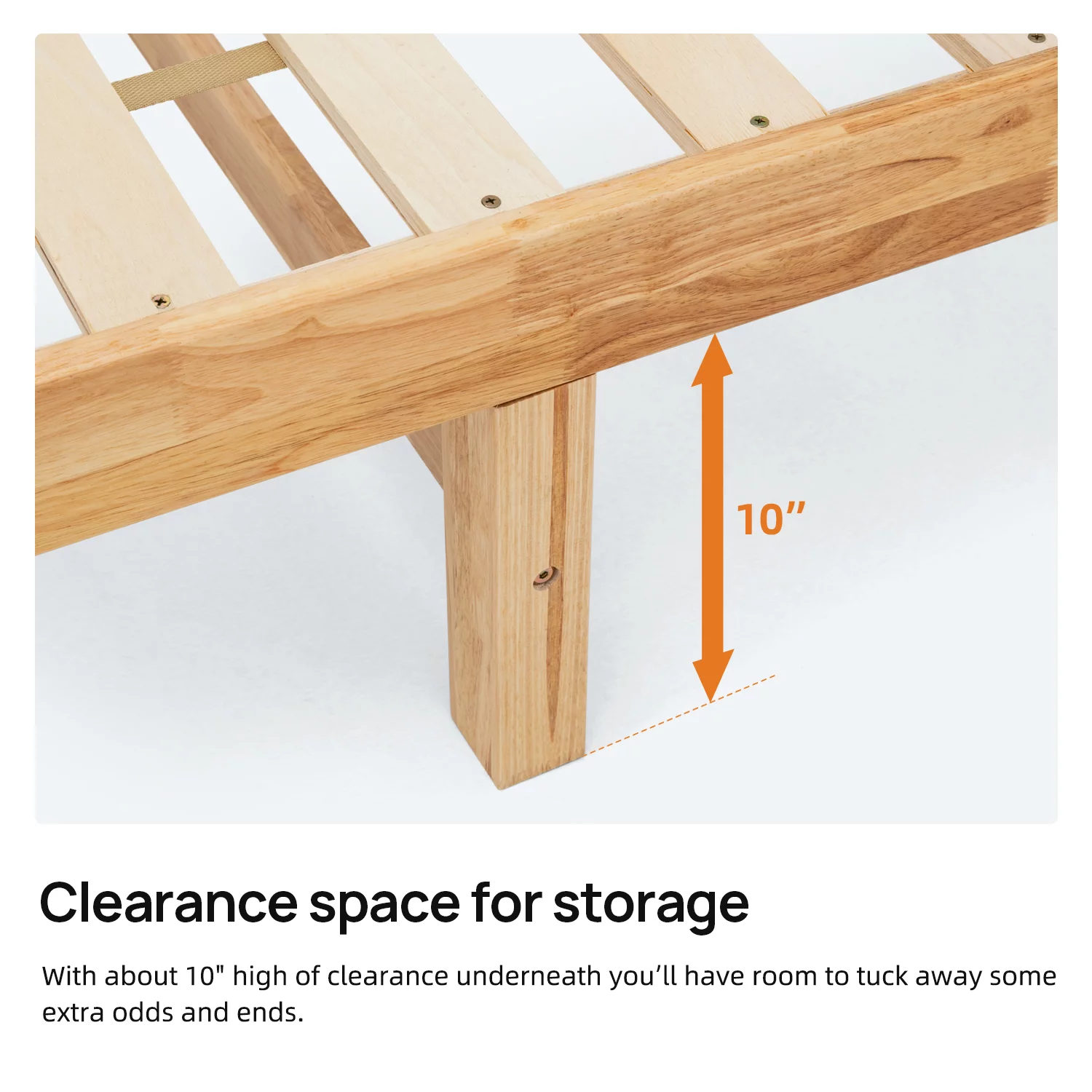 King Size 14-Inch Platform Bed Frame with Natural Wood Slats, No Box Springs Needed, No Headboard