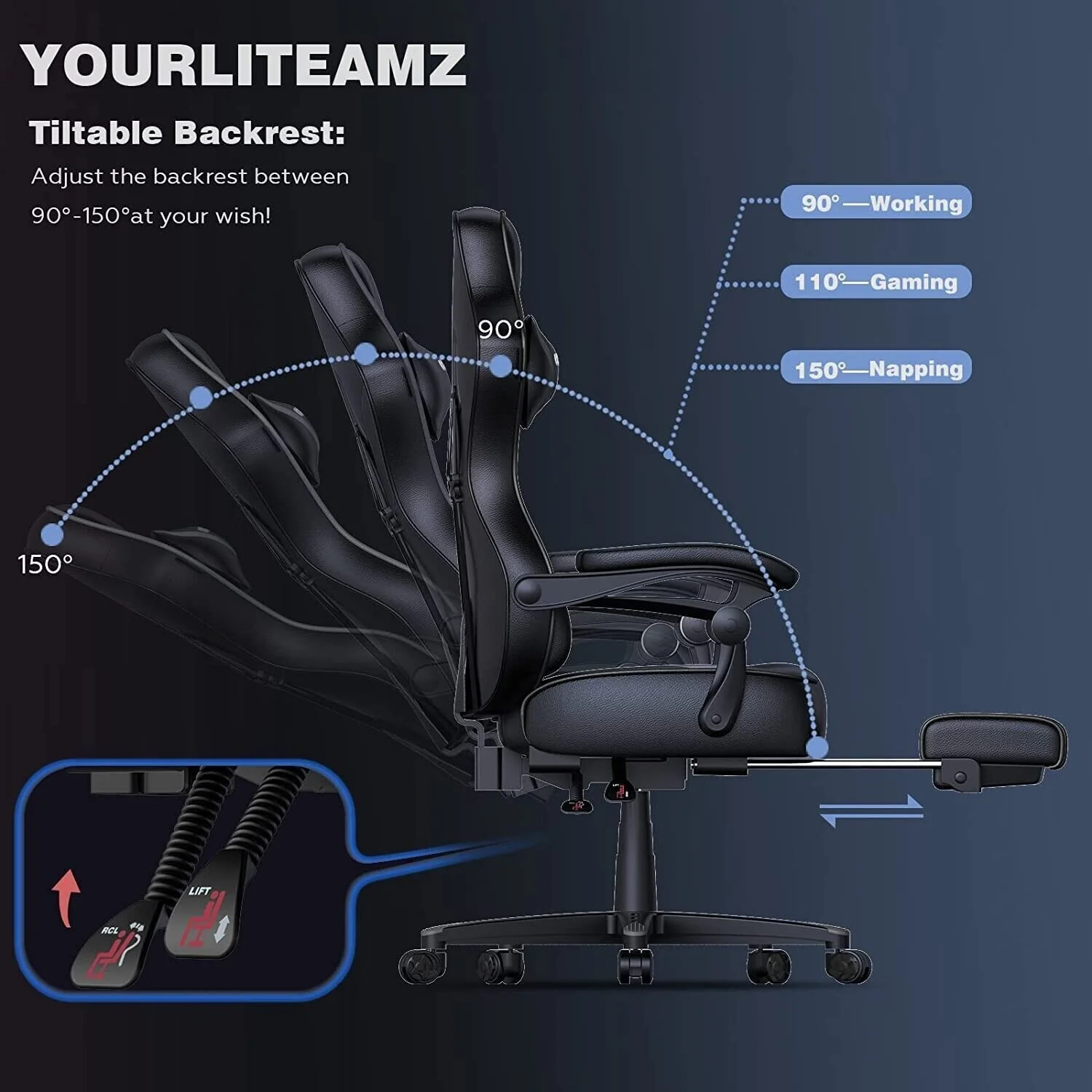 ELECWISH Gaming Chair Ergonomic Computer Office Chair Recliner Swivel Seat