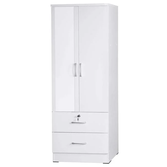 Grace Armoire Wardrobe Cabinet with Mirror & Drawers, White