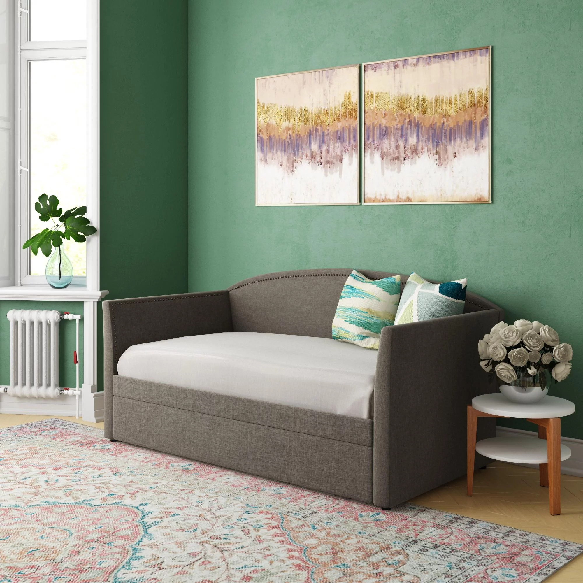 Better Homes & Gardens Grayson Daybed & Trundle, Twin Size, Gray Linen