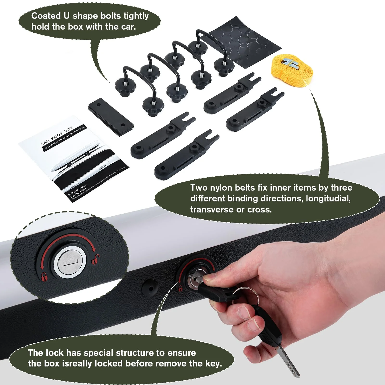 Gxcevsou  Rooftop Cargo Carrier Box, Heavy Duty Hard Shell Roof with Security Keys, Waterproof Rooftop Cargo Box, 56 (L) x 30 (W) x 13.7(H) Inches, 13 Cubic Feet (Tool-Free Install), White