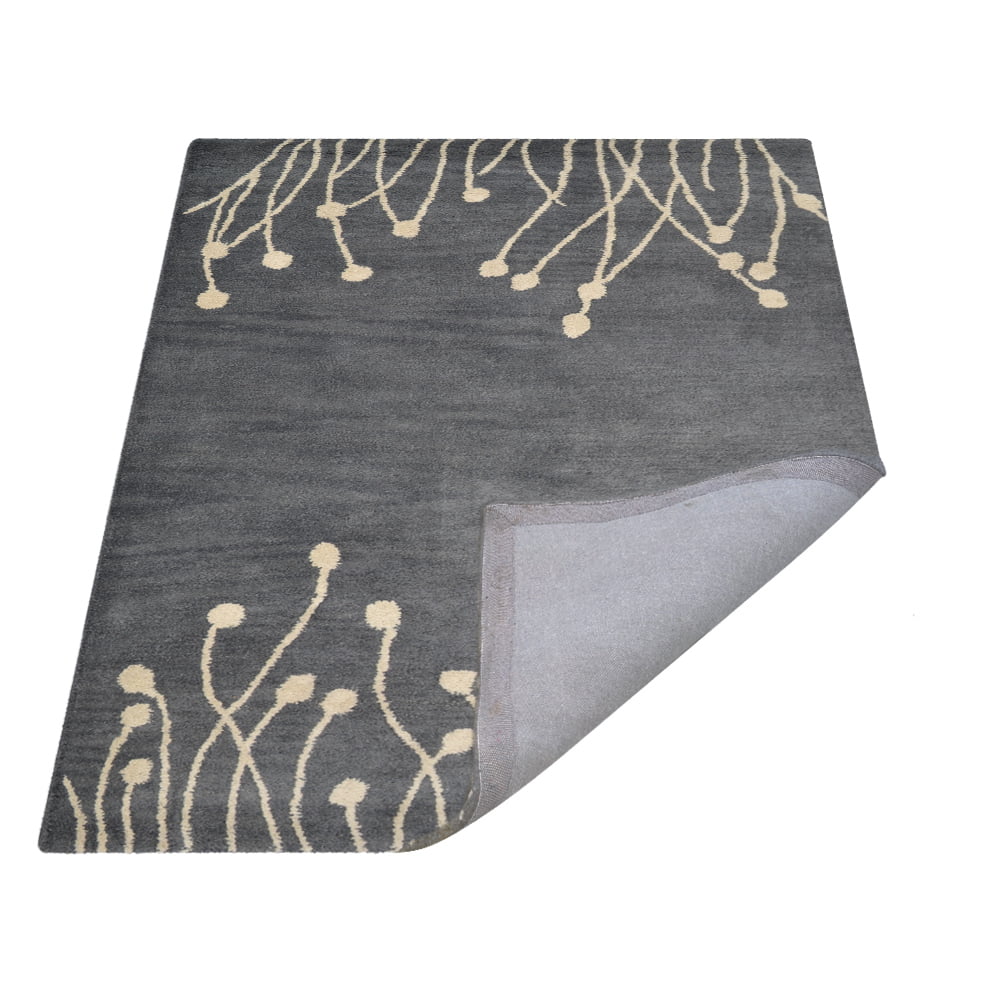 Rugsotic Carpets Hand Tufted, Floral Wool Area Rug, Gray,White, 8'x10'