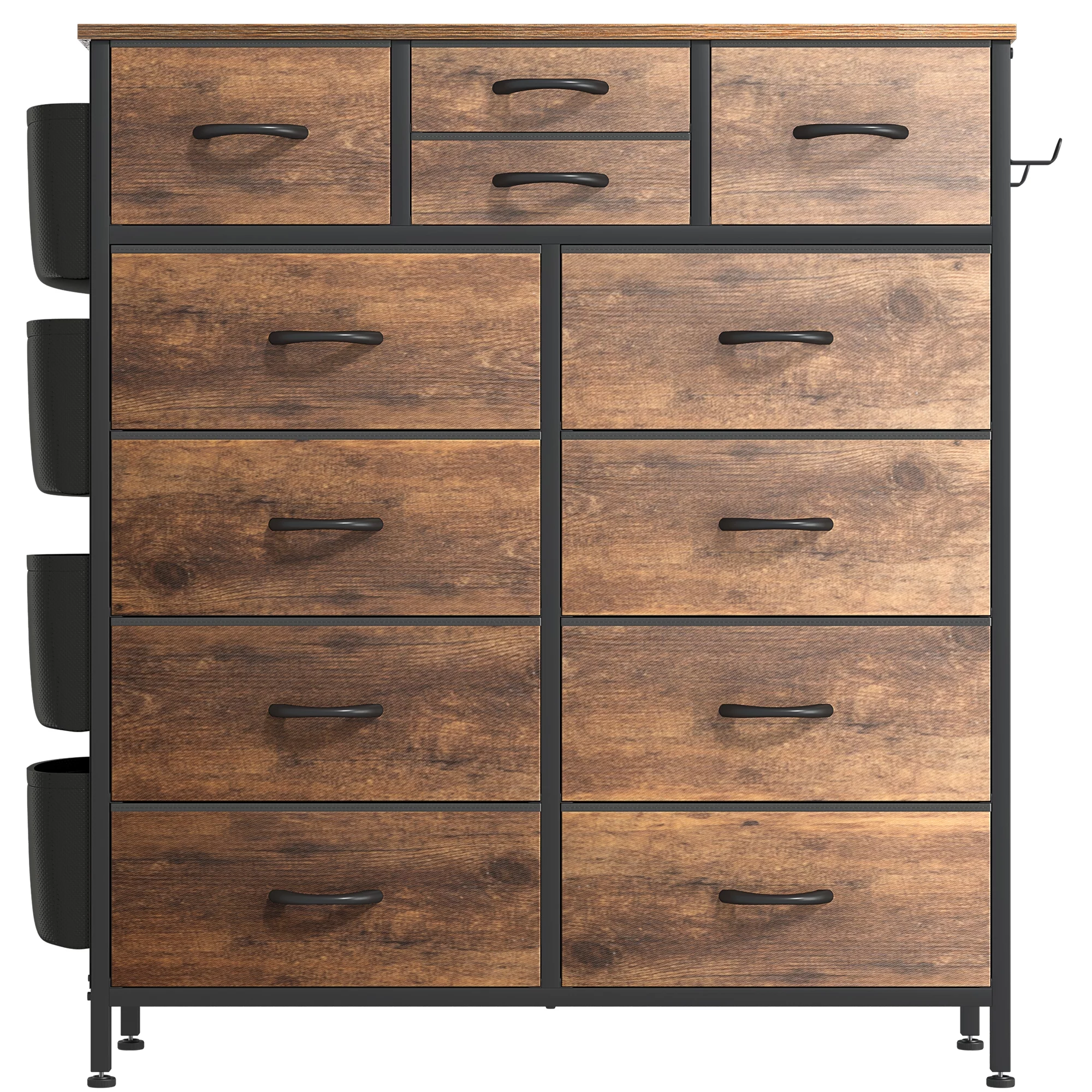 GIKPAL Dresser for Bedroom with 12 Drawer Tall Dresser Chest of Drawers Fabric Dressers Storage for Closet Living Room Hallway, Rustic Brown