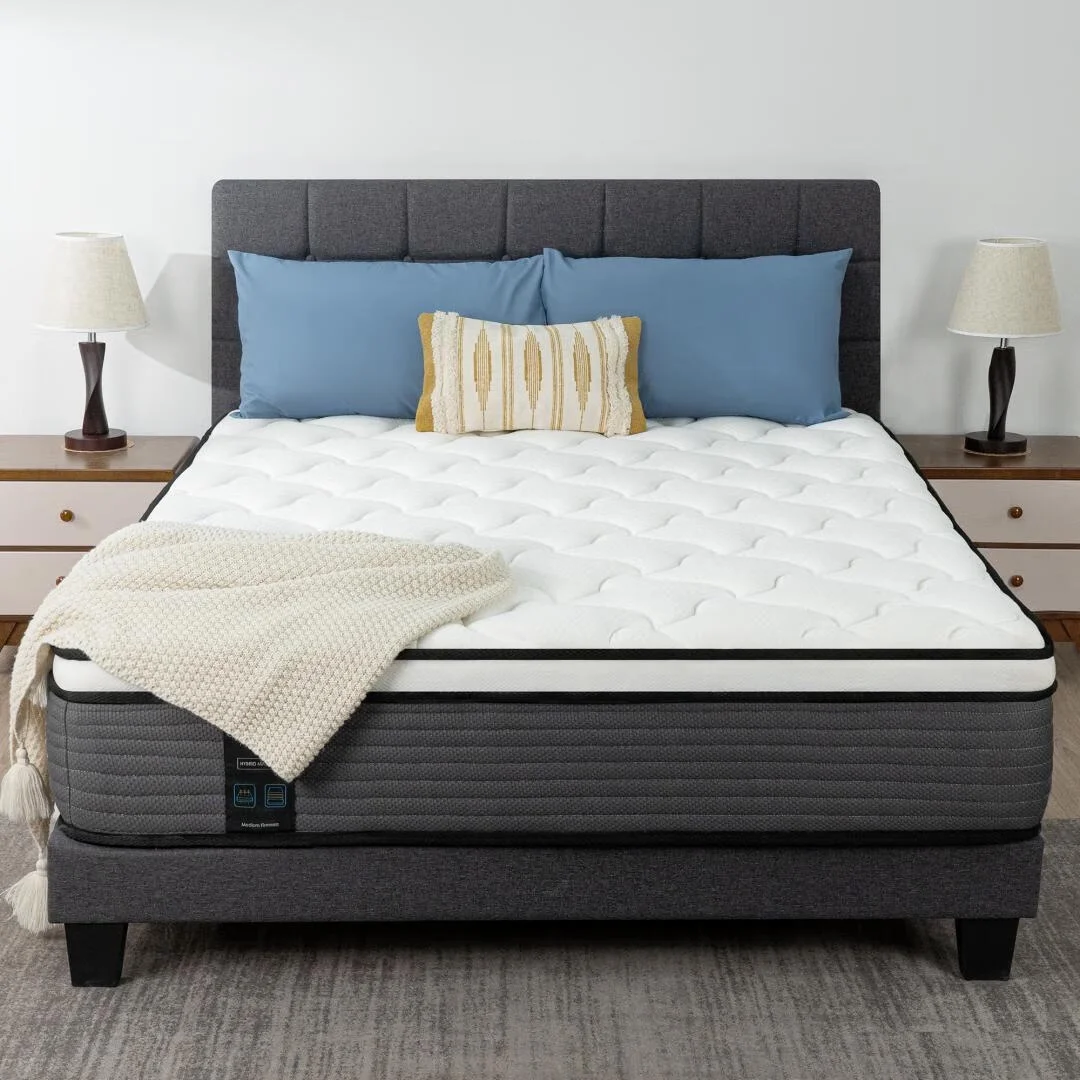 Queen Rose 14' ' Queen Medium Firm Hybrid Mattress, with Pocket Spring , Bed in-a-Box