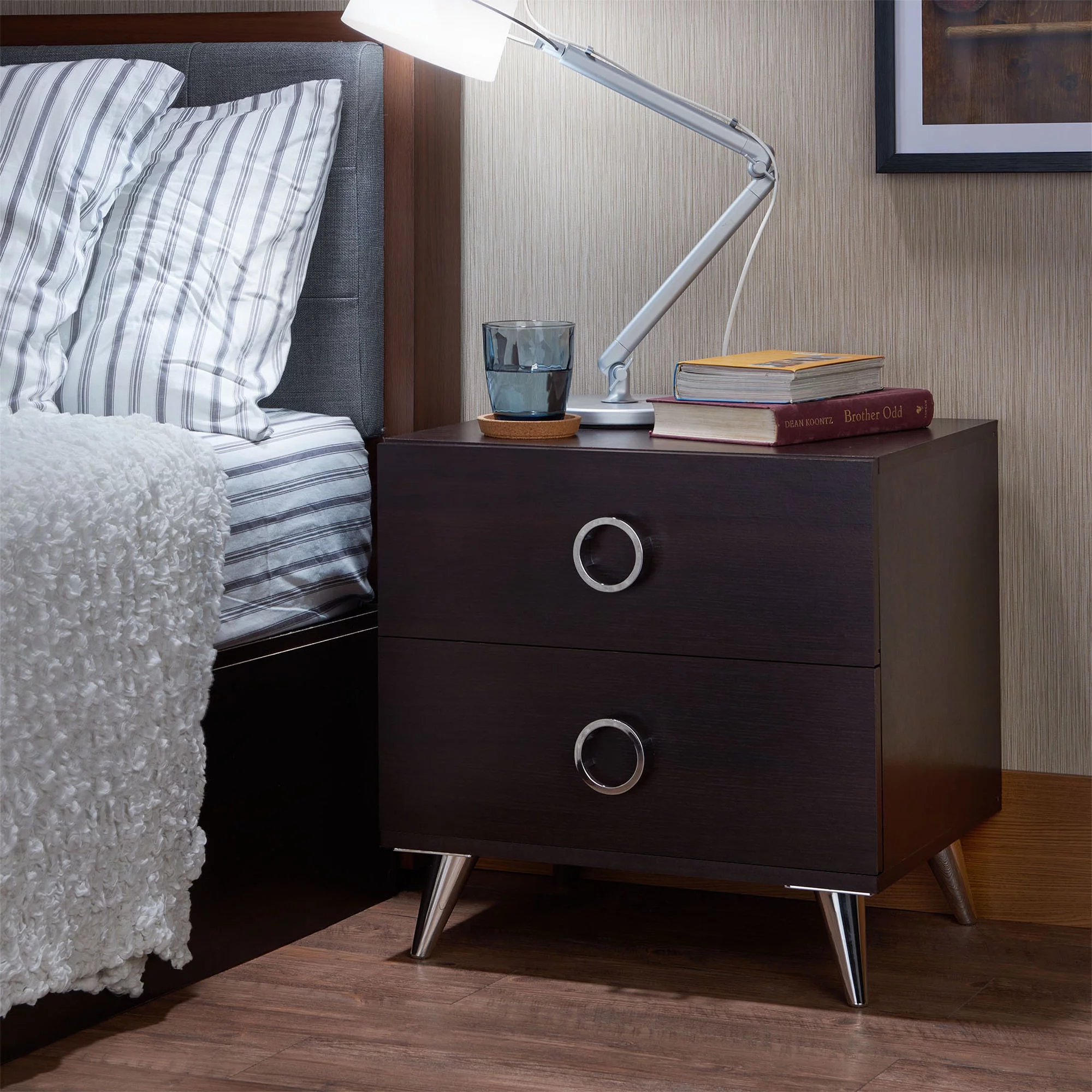 ACME Elms Accent Table with 2 Drawers in Espresso