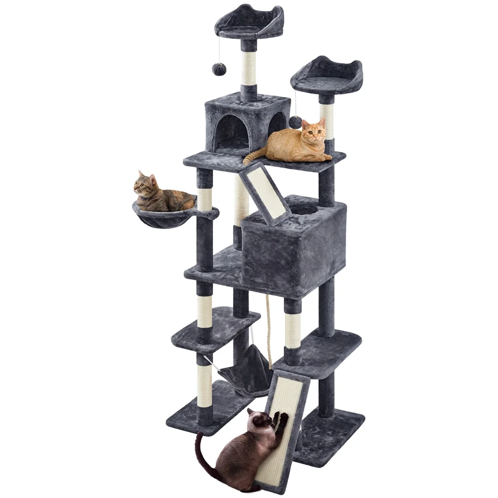 Easyfashion 82.5inch Multi Level Cat Tree, Dark Gray