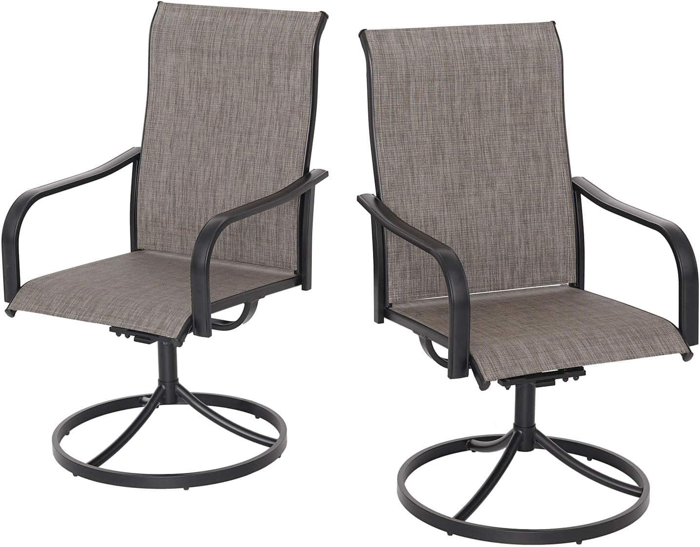 Patio Outdoor Dining Chairs Swivel Chairs, All Weather Breathable Textile Garden Furniture Chairs Set for Backyard, Set of 4 - Grey