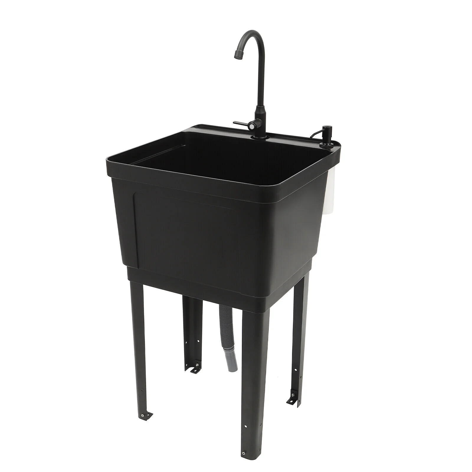 Black/White Laundry Utility Sink Tub Sink Freestanding Wash Station with Faucet White/Black