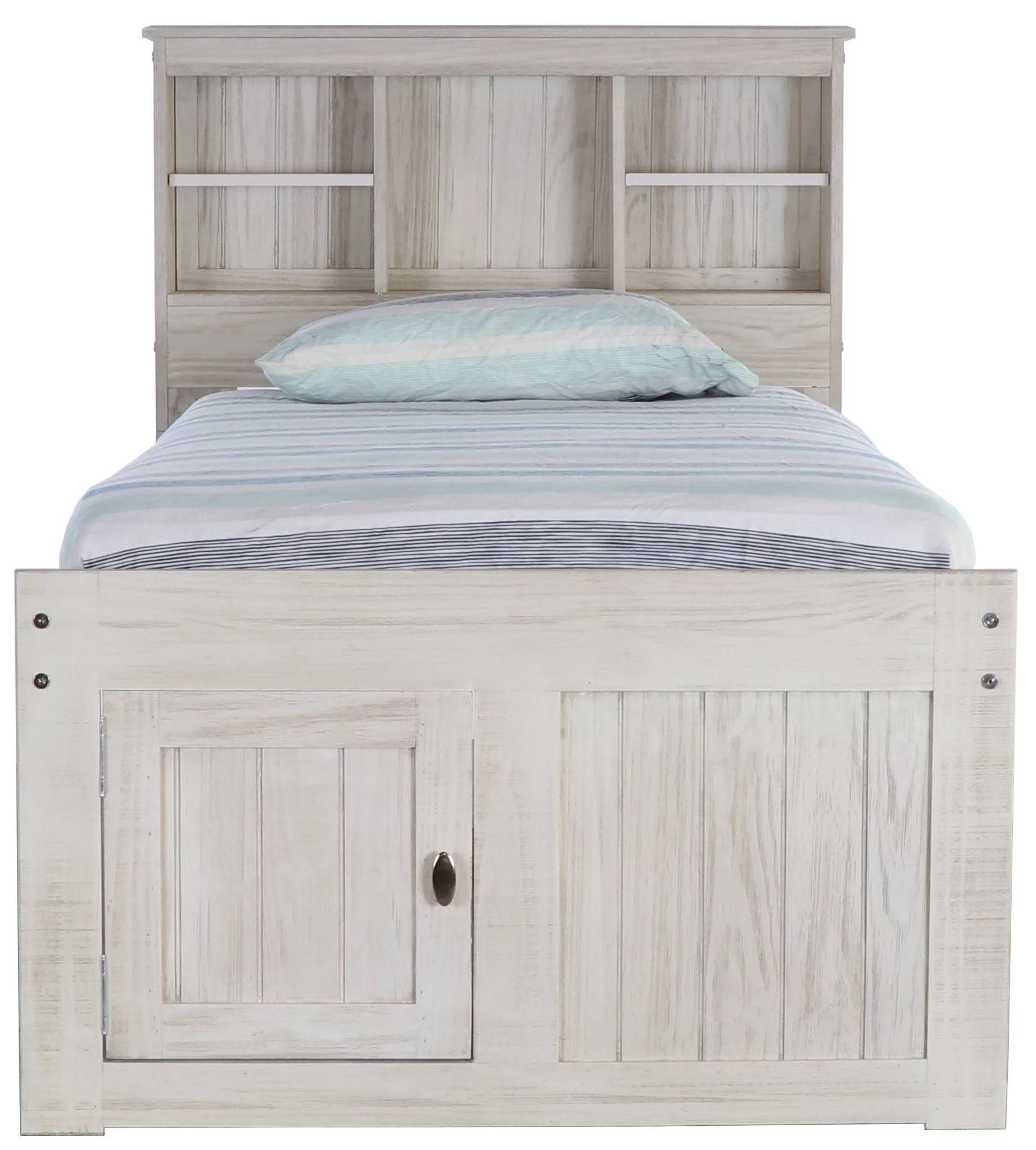 Ash Twin Bookcase Bed with 6 Drawers