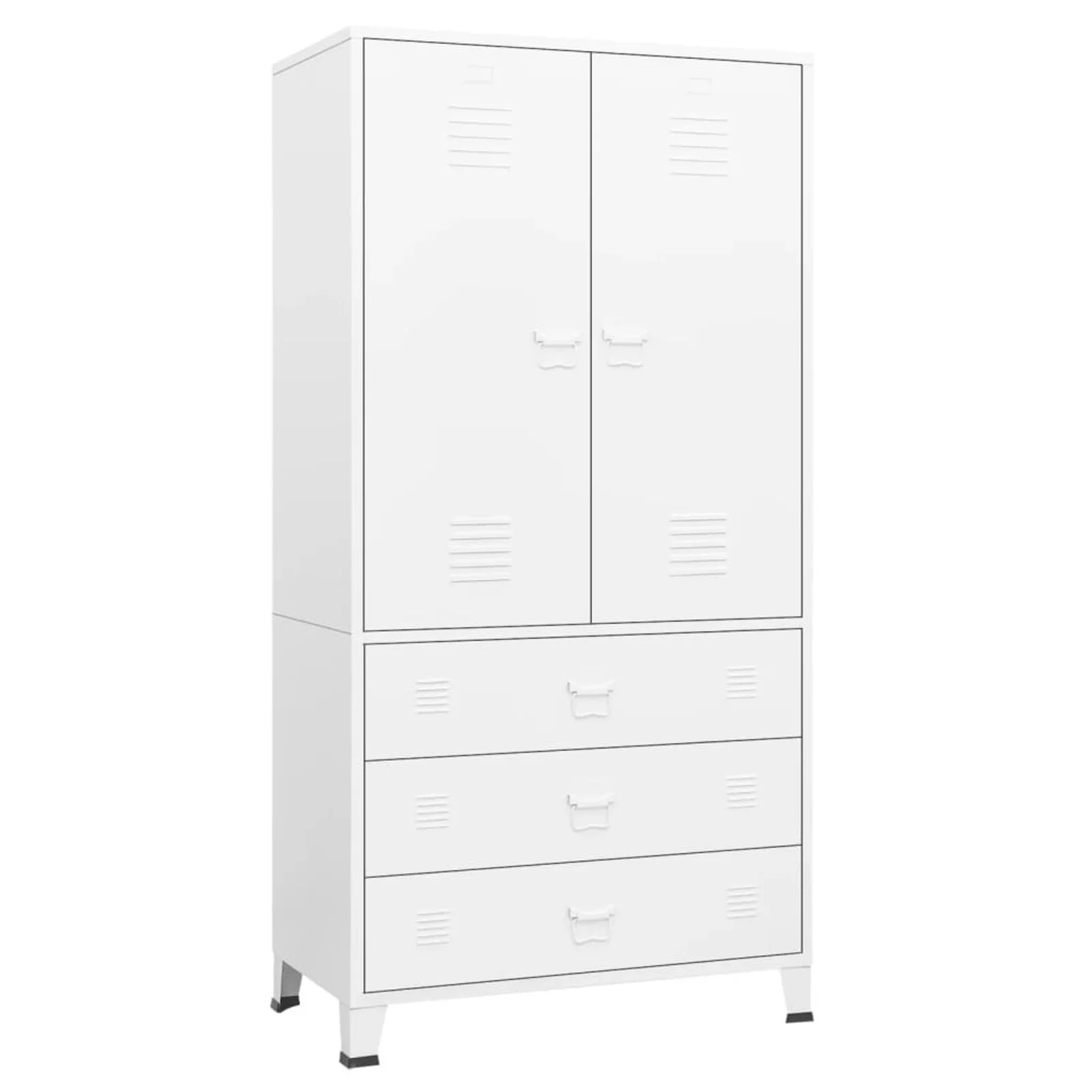 moobody Wardrobe with Hanging Rod, Storage Shelves and Drawers Industrial Metal Wardrobe Armoire Cloth Organizer Cabinet for Bedroom Home Funiture 35.4 x 19.7 x 70.9 Inches (W x D x H)