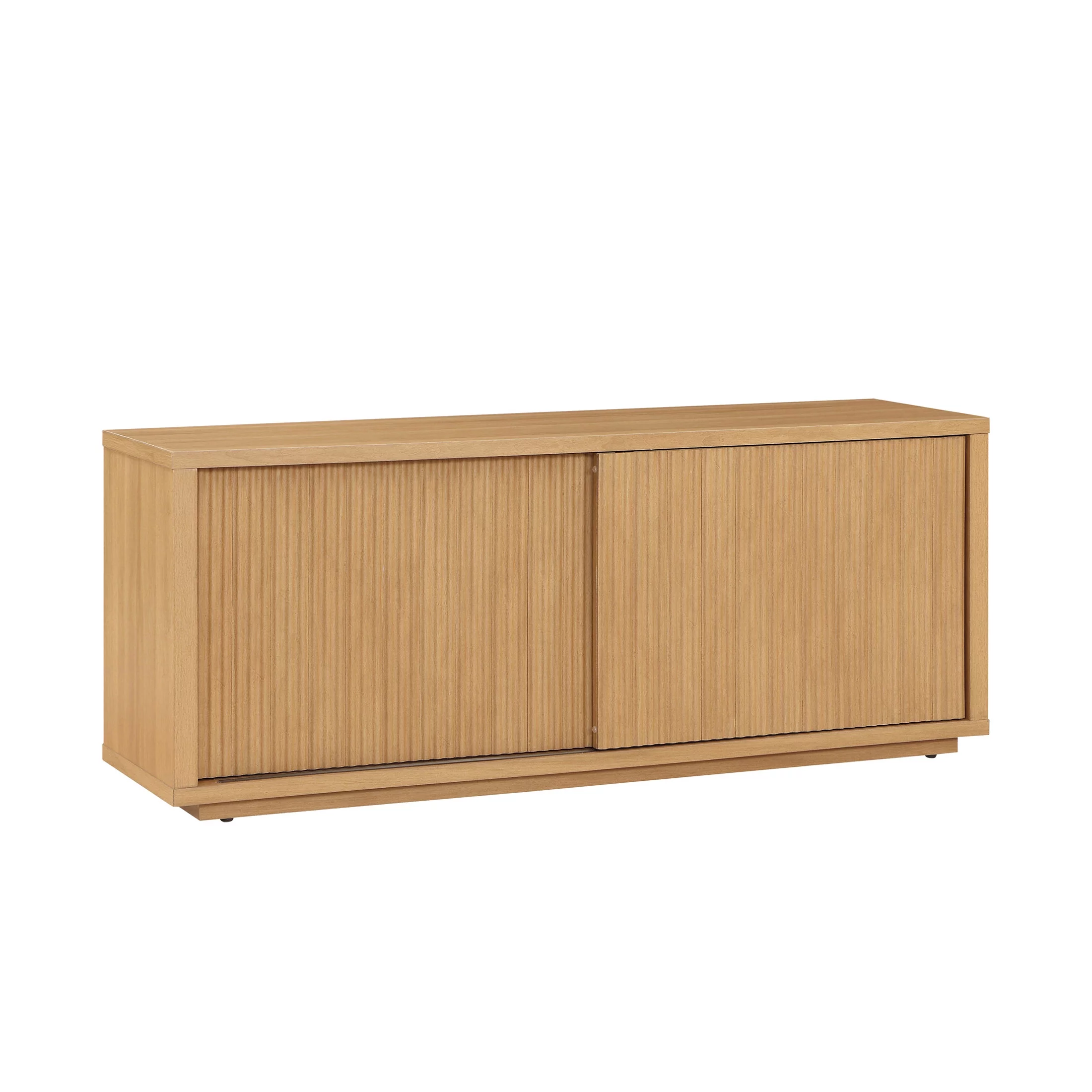Beautiful Fluted TV Stand for TV’s up to 70” by Drew Barrymore, Warm Honey Finish
