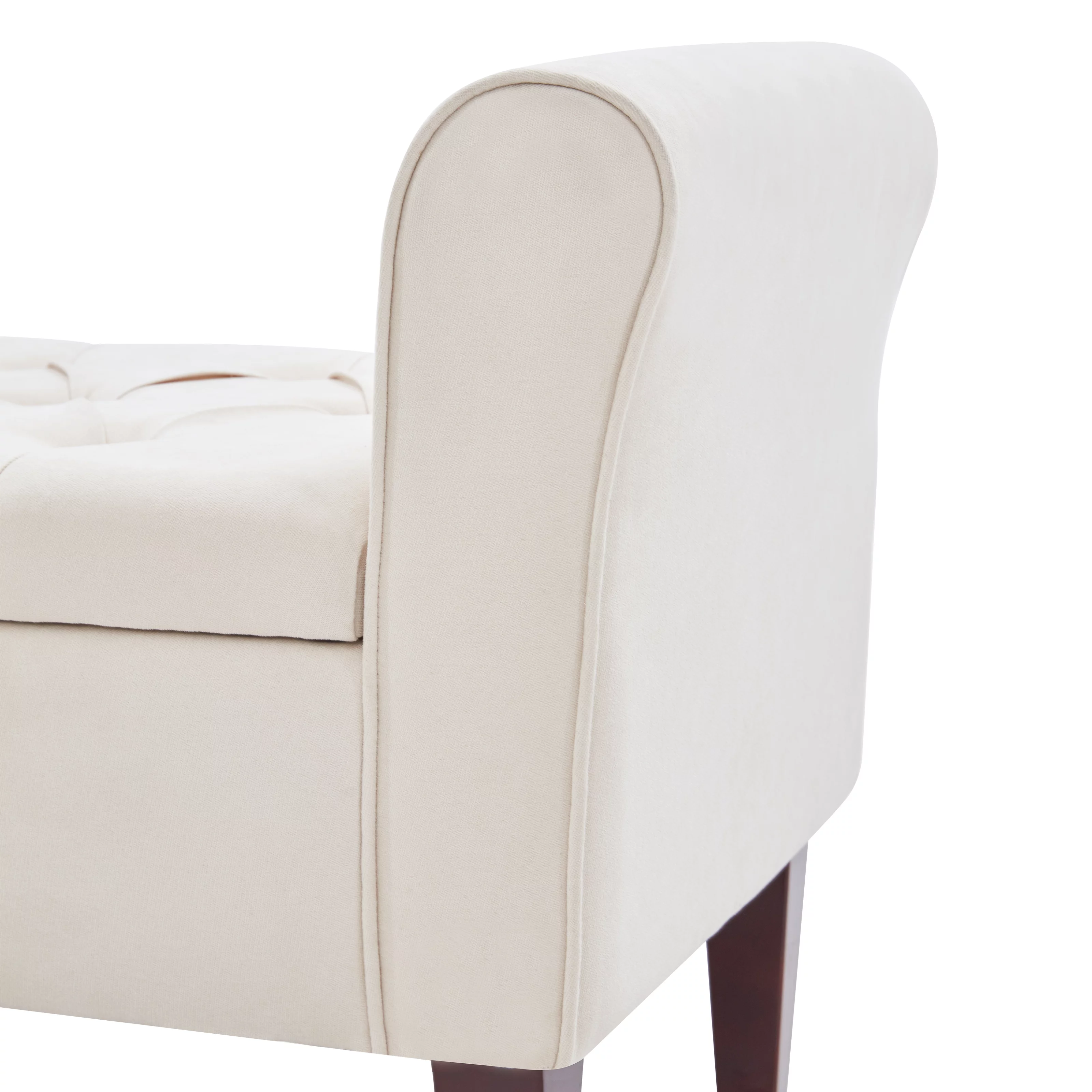 HUIMO Arm Storage Ottoman, Upholstered Window Sitting Bench for Bedroom,End of Bed Bench Indoor, Livingroom, Entryway (Beige)