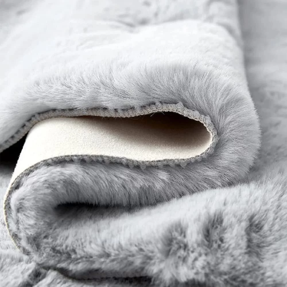 Sanmadrola Gray Faux Fur Rug 8x10, Faux Fur Sheepskin Rug for Living Room, Fluffy Washable Rug for Bedroom, Luxury Room Decor, Fuzzy Rug, Rectangle