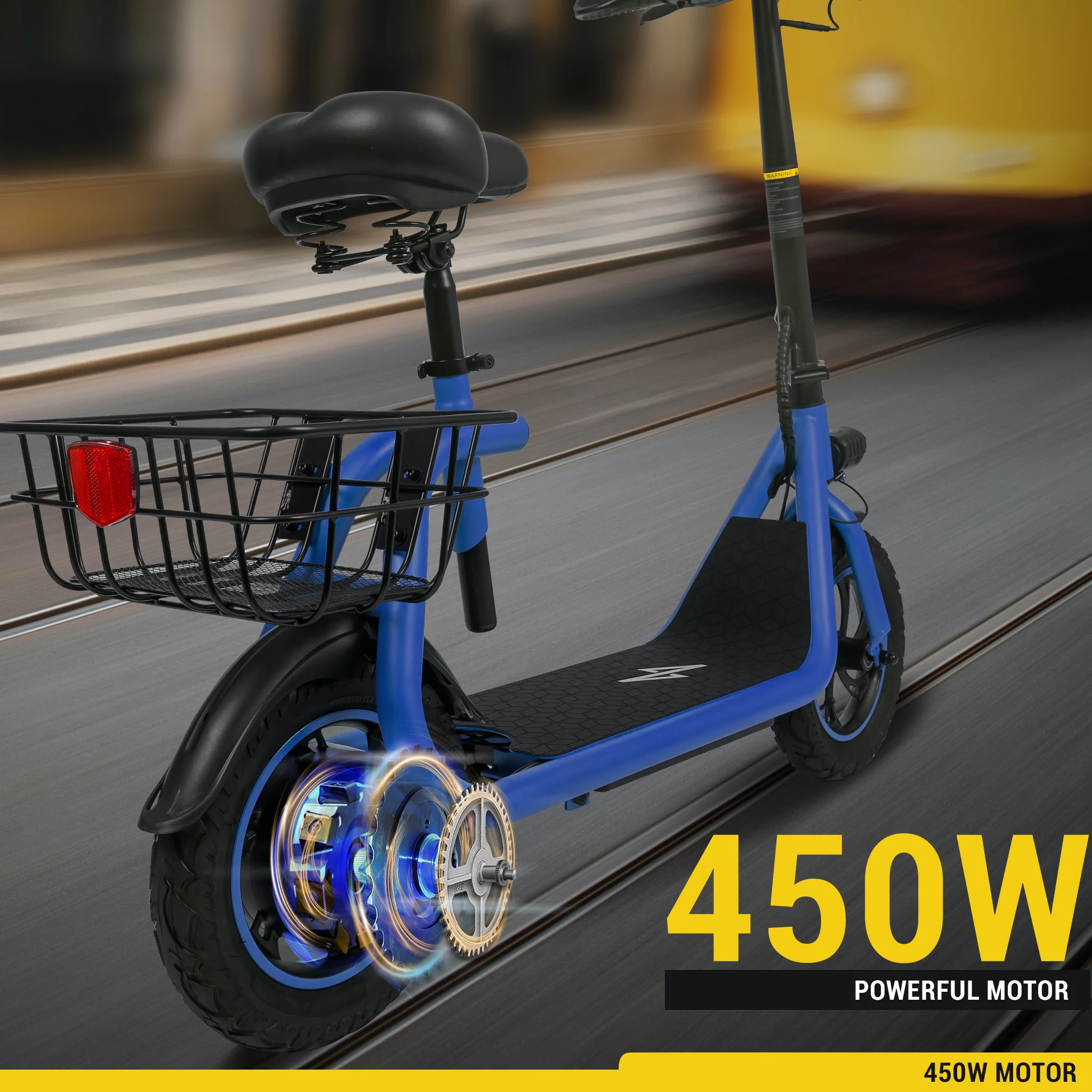 Phantomgogo Electric Scooter for Adults Foldable Scooter with Seat & Carry Basket E-Scooter with Brushless Motor 15MPH 265lbs Max Load E Mopeds for Adults Commuter