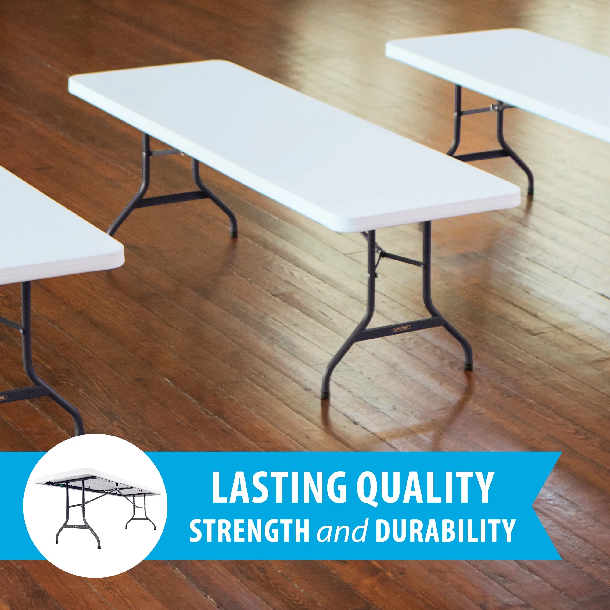 Lifetime 8 Foot Rectangle Folding Table, Indoor/Outdoor Commercial Grade, White Granite (22980)