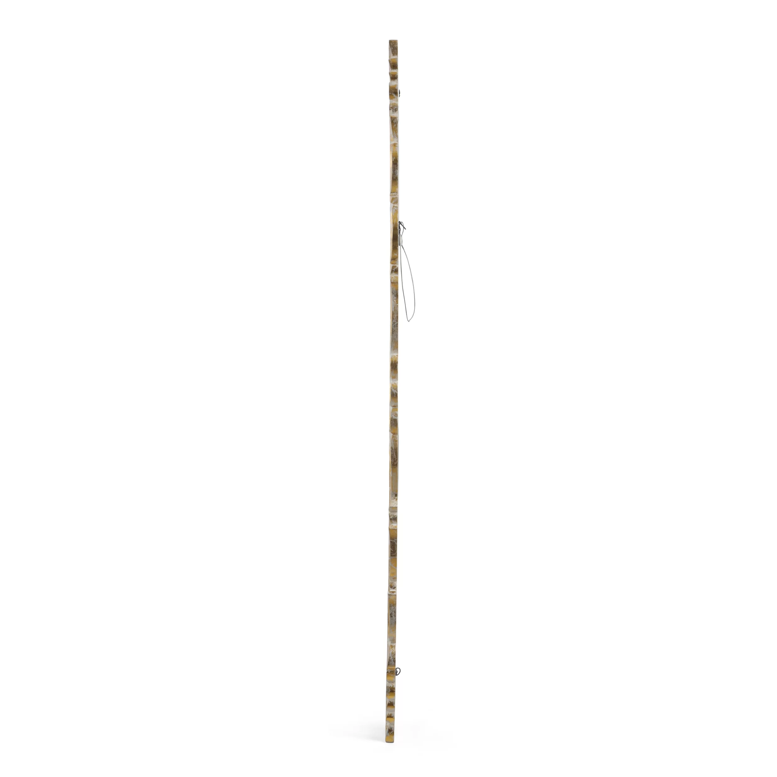 Noble House Koa Traditional Standing Mirror with Floral Carved Frame, Distressed White, Gold