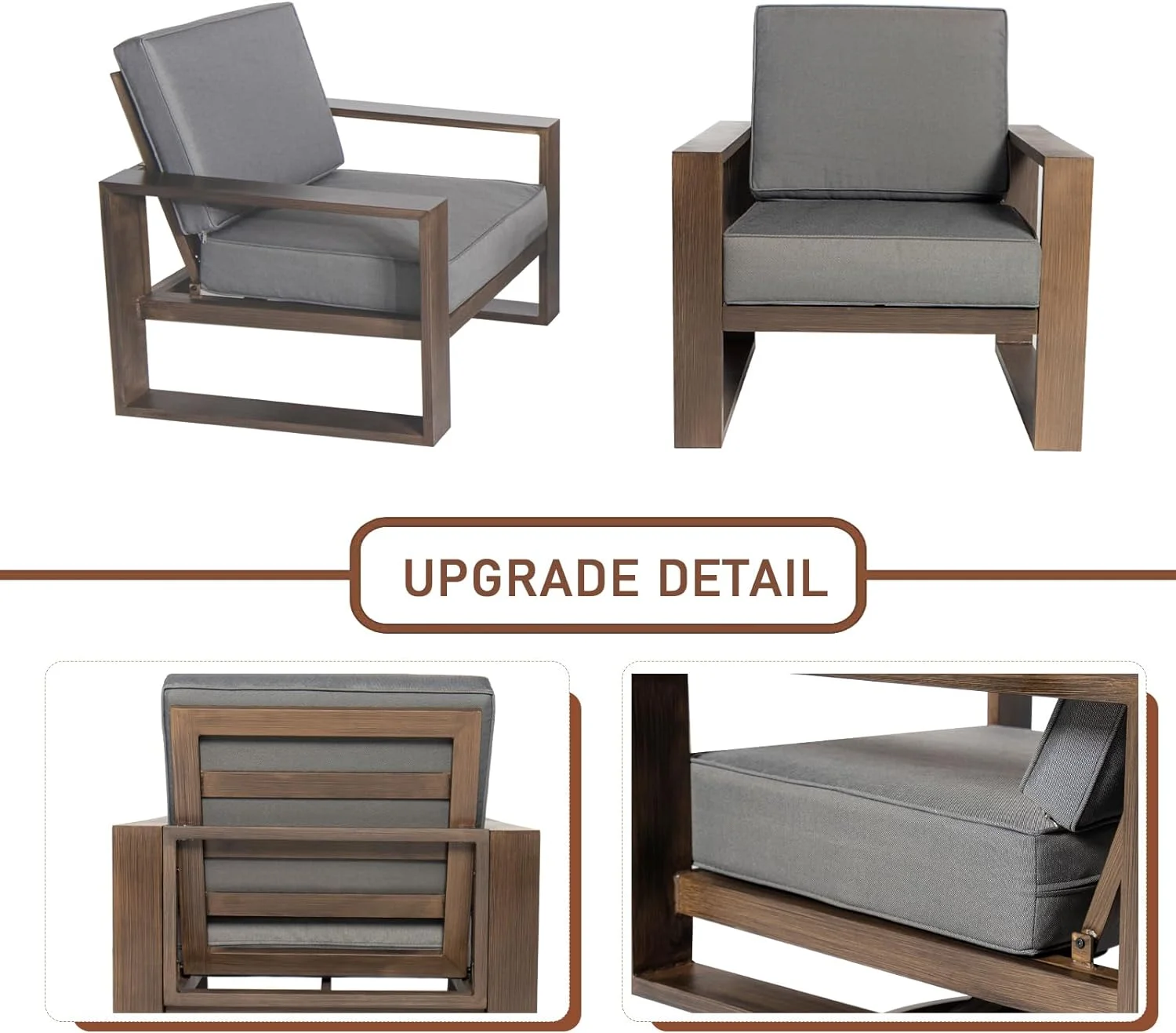 Aluminum Patio Furniture Set, 5 Pieces Outdoor Sectional Conversation Set with 55.12'' Fire Pit Table, Armchair and Loveseat, All-Weather Modern Seating Set for Backyard - 2 Armchair + 2 Loveseat