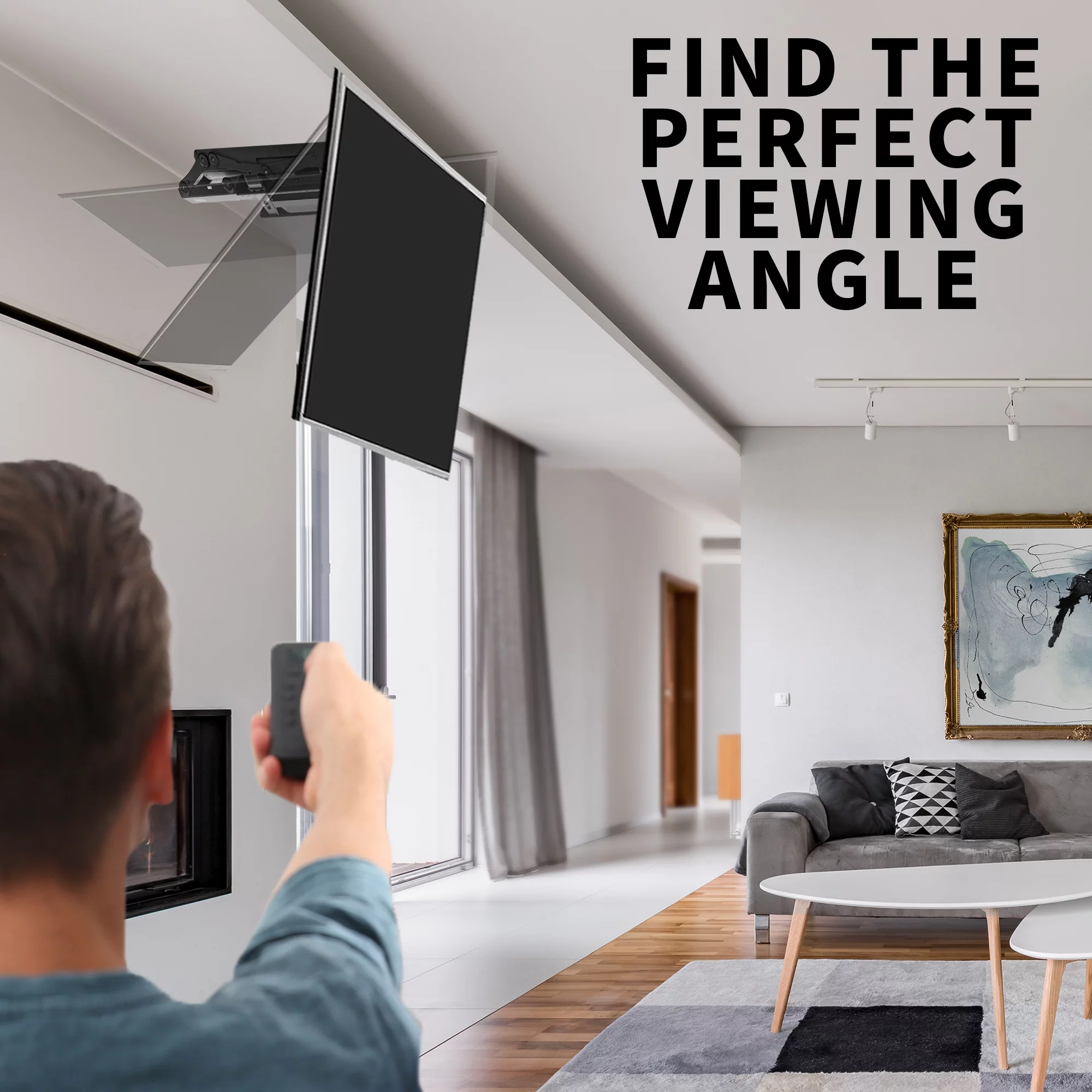 VIVO Motorized Flip Down Pitched Roof Ceiling TV Mount for 40