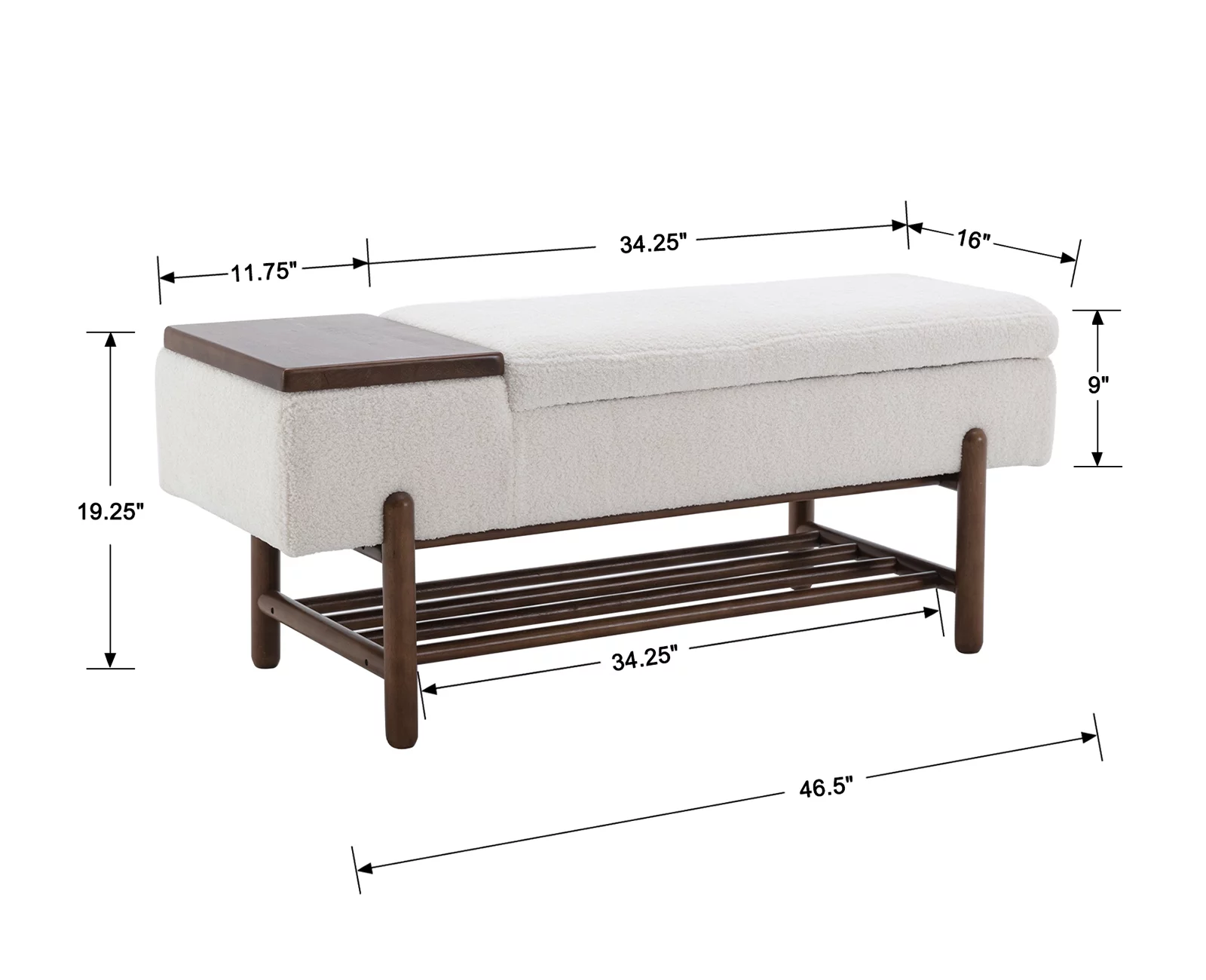 Guyou Storage Bench Sherpa End of Bed Ottoman Bench with Wooden Shoe Rack and Coffee Table, Modern Upholstered Long Seating Bench Entryway Bench for Hallway Foyer Living Room Bedroom, Beige