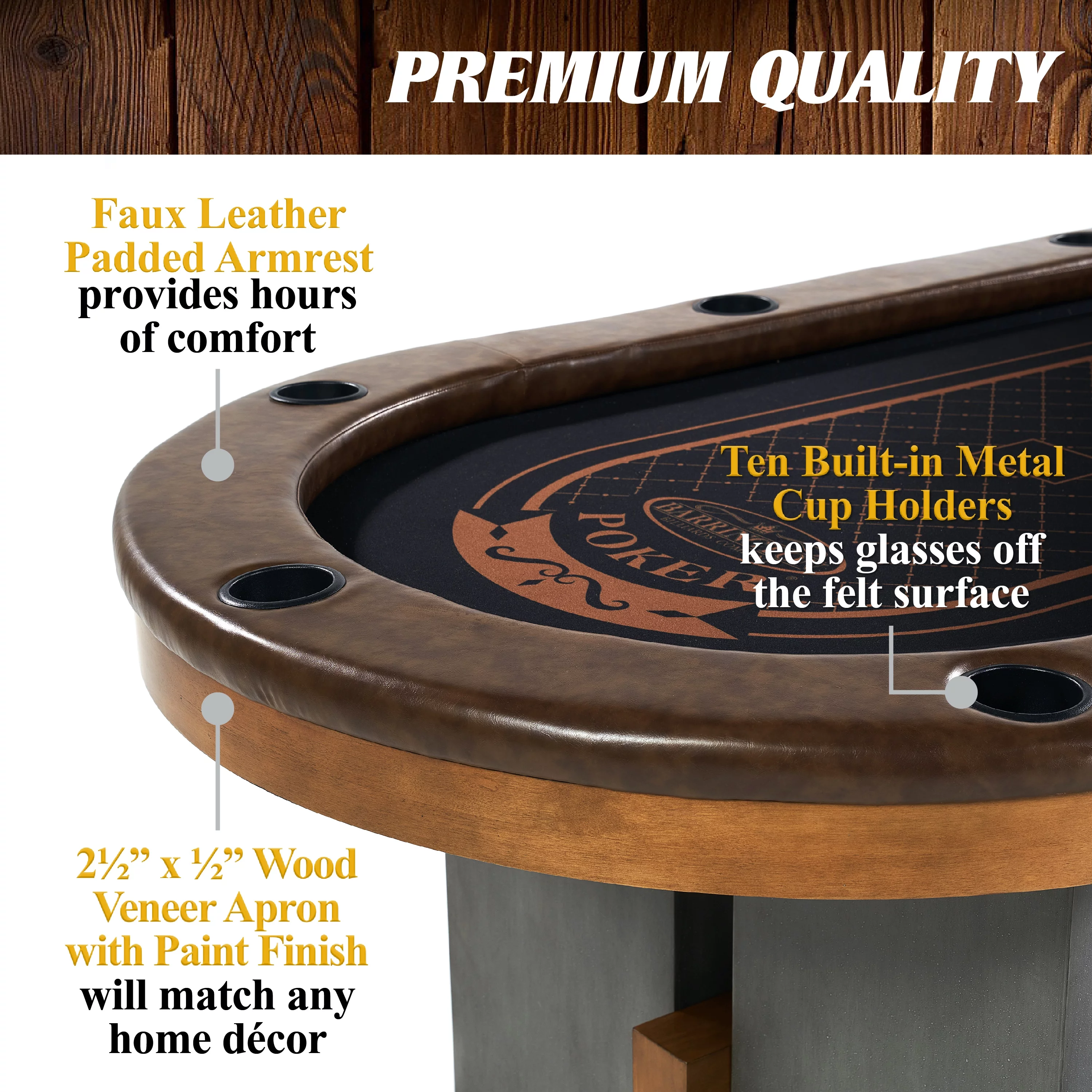 Barrington Urban 10 Player Poker Table with Dining Table Top, Not Foldable