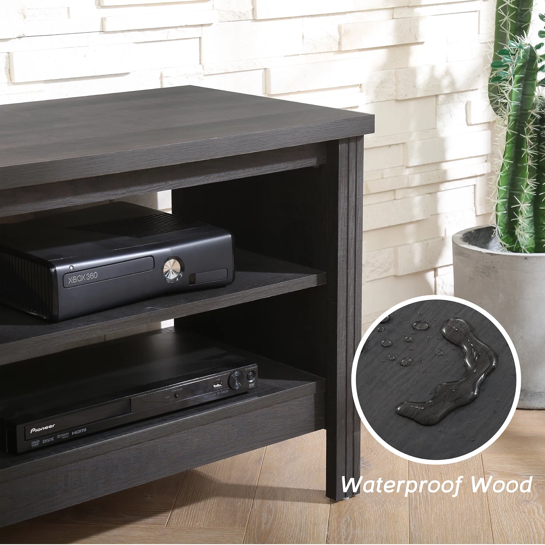LED TV Stand for 75 inch TV Entertainment Center Black TV Console Table with 6 Storages for Living Room Bedroom, 70