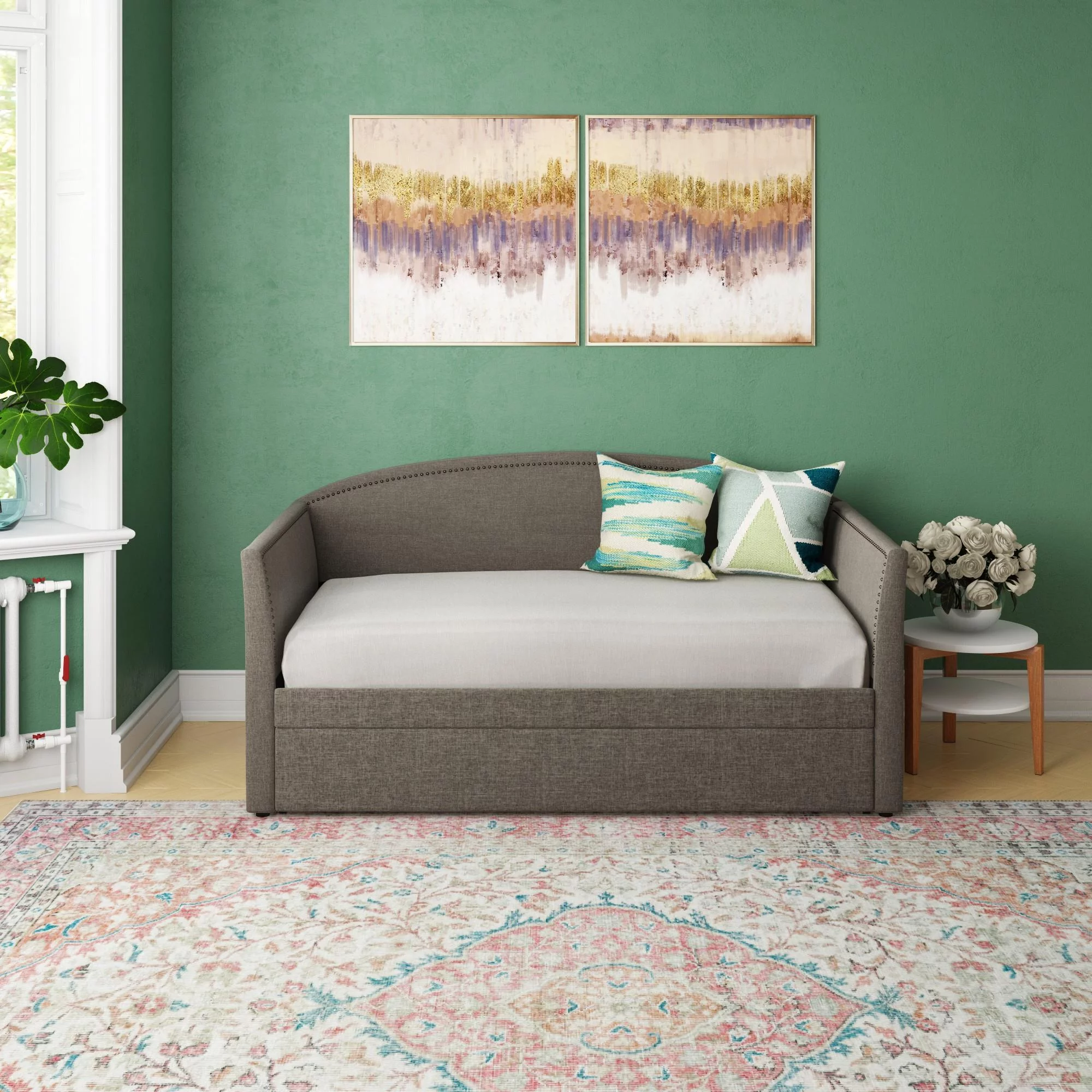 Better Homes & Gardens Grayson Daybed & Trundle, Twin Size, Gray Linen