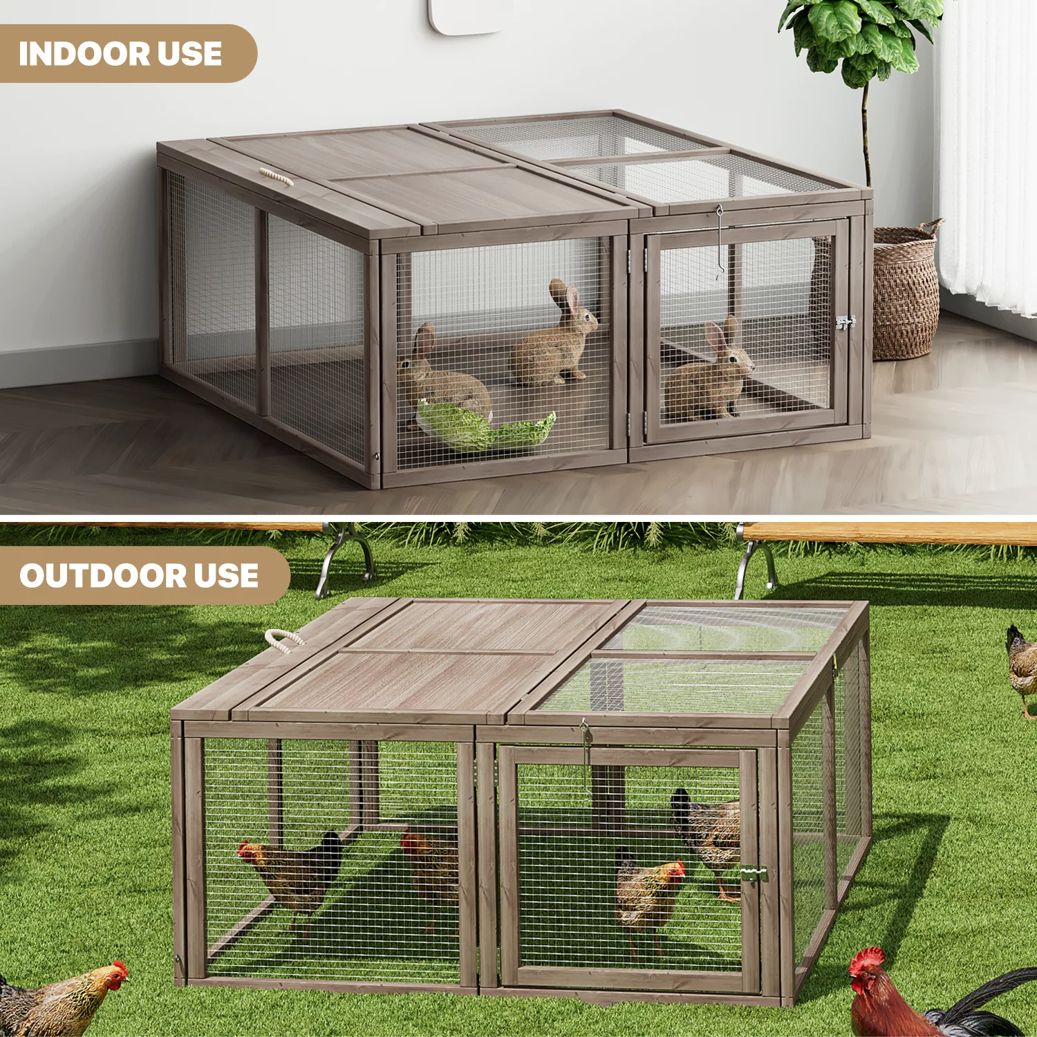 MoNiBloom Chicken Coop Rabbit Hutch, 45.5