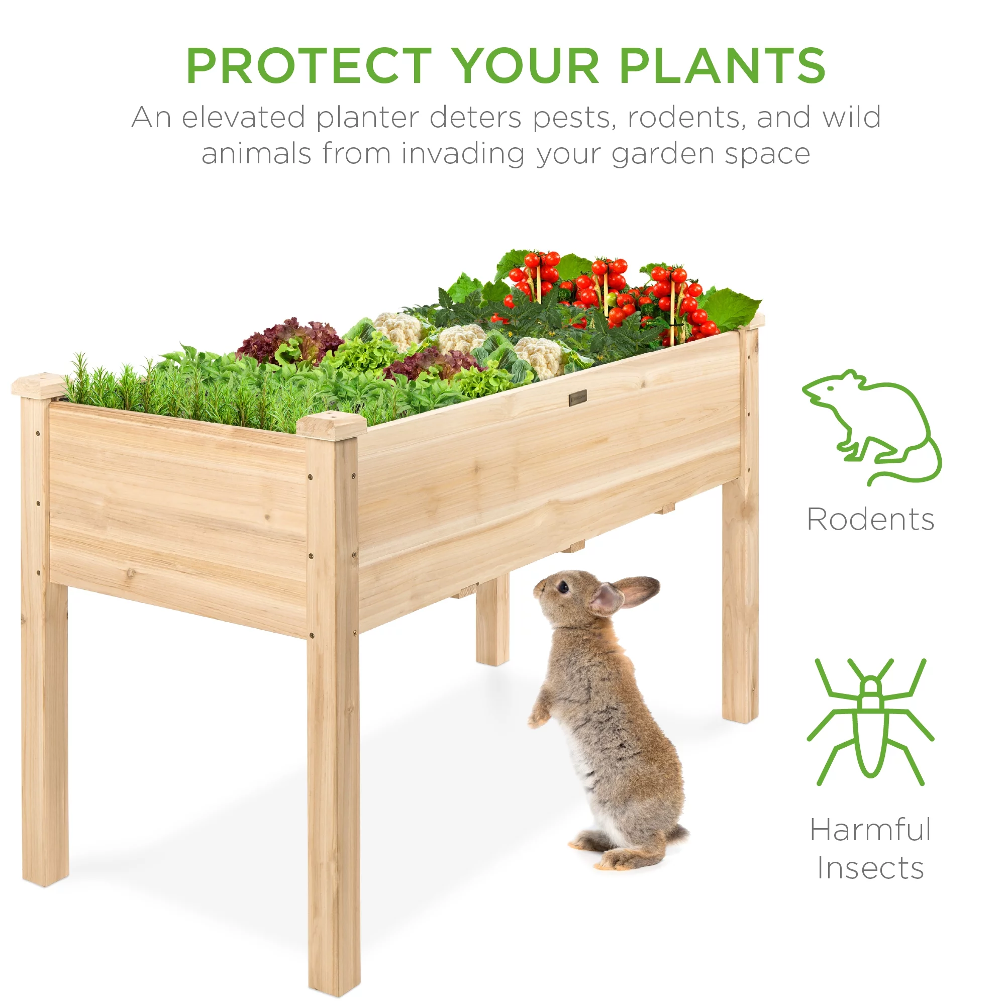 Best Choice Product 48x24x30in Raised Garden Bed, Elevated Wooden Planter for Yard w/ Foot Caps, Liner - Natural
