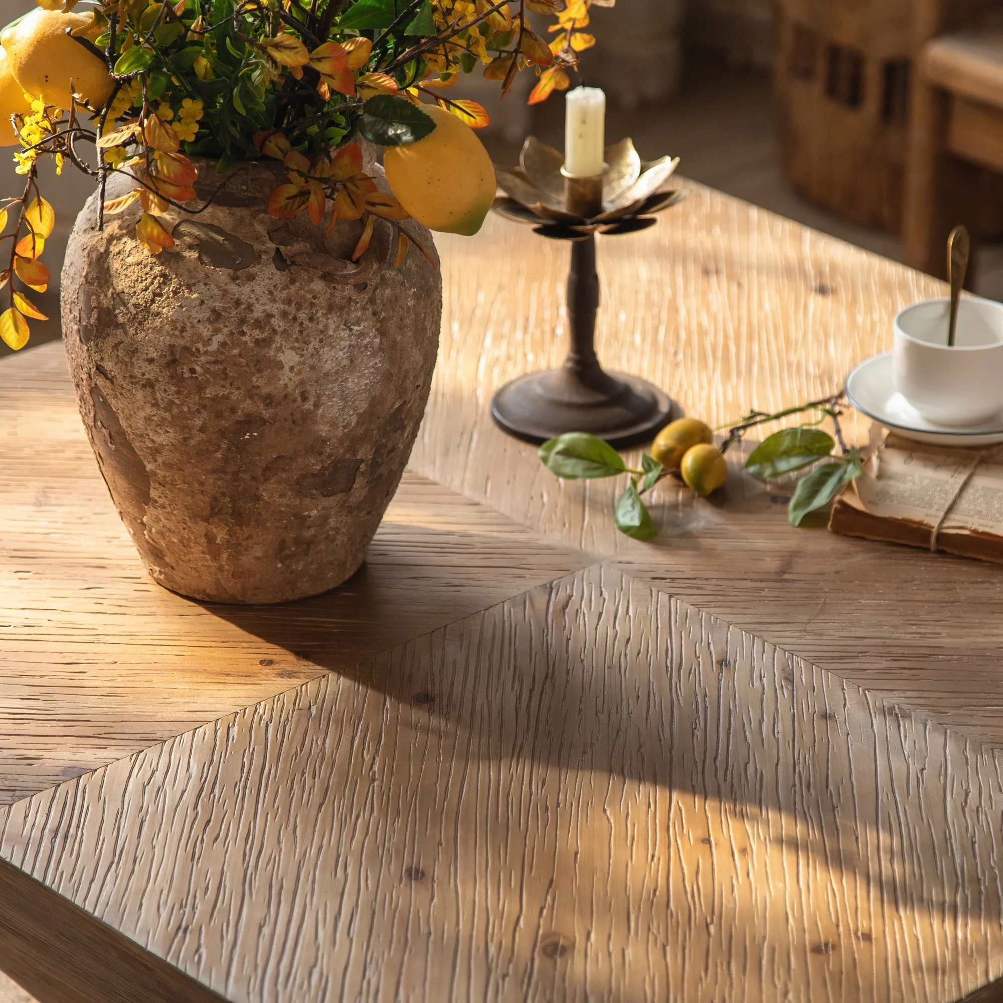 Gexpusm Farmhouse Coffee Table with Storage, Retro Square Wood Center Table for Living Room