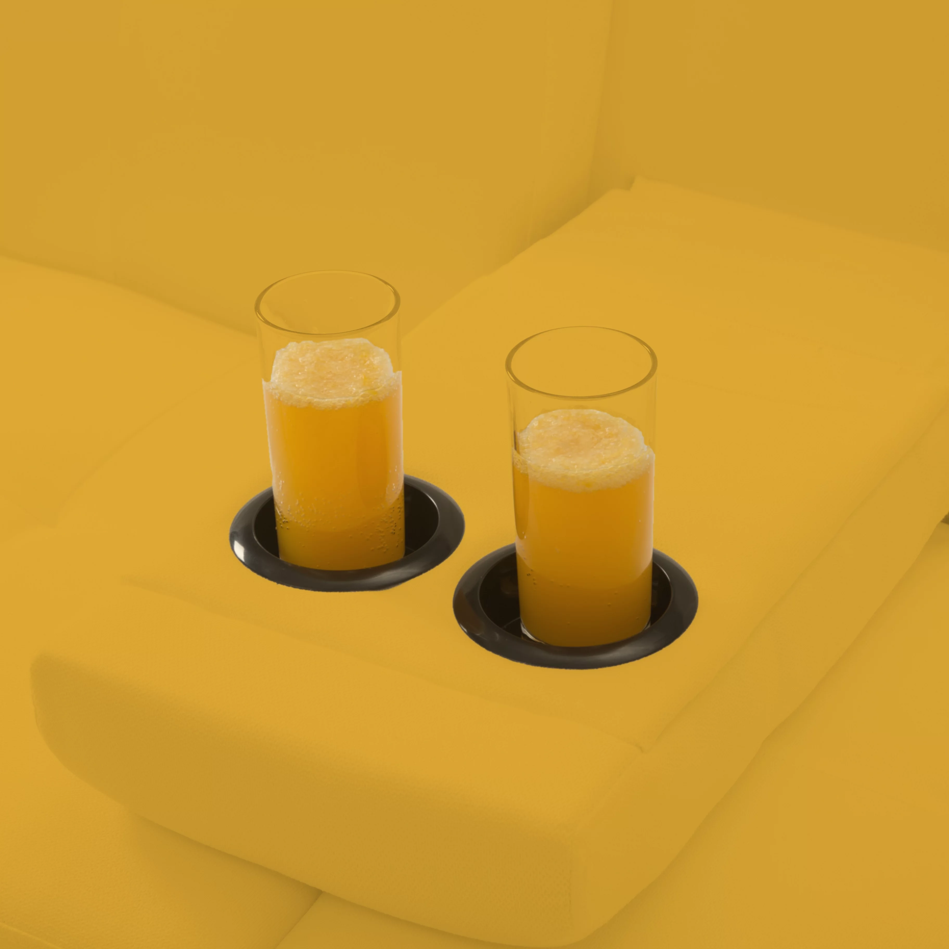 BSHTI 66.9 inch Futon Velvet Sleeper Sofa Bed and Drop Down Middle Back with 2 Cup Holders(Yellow)