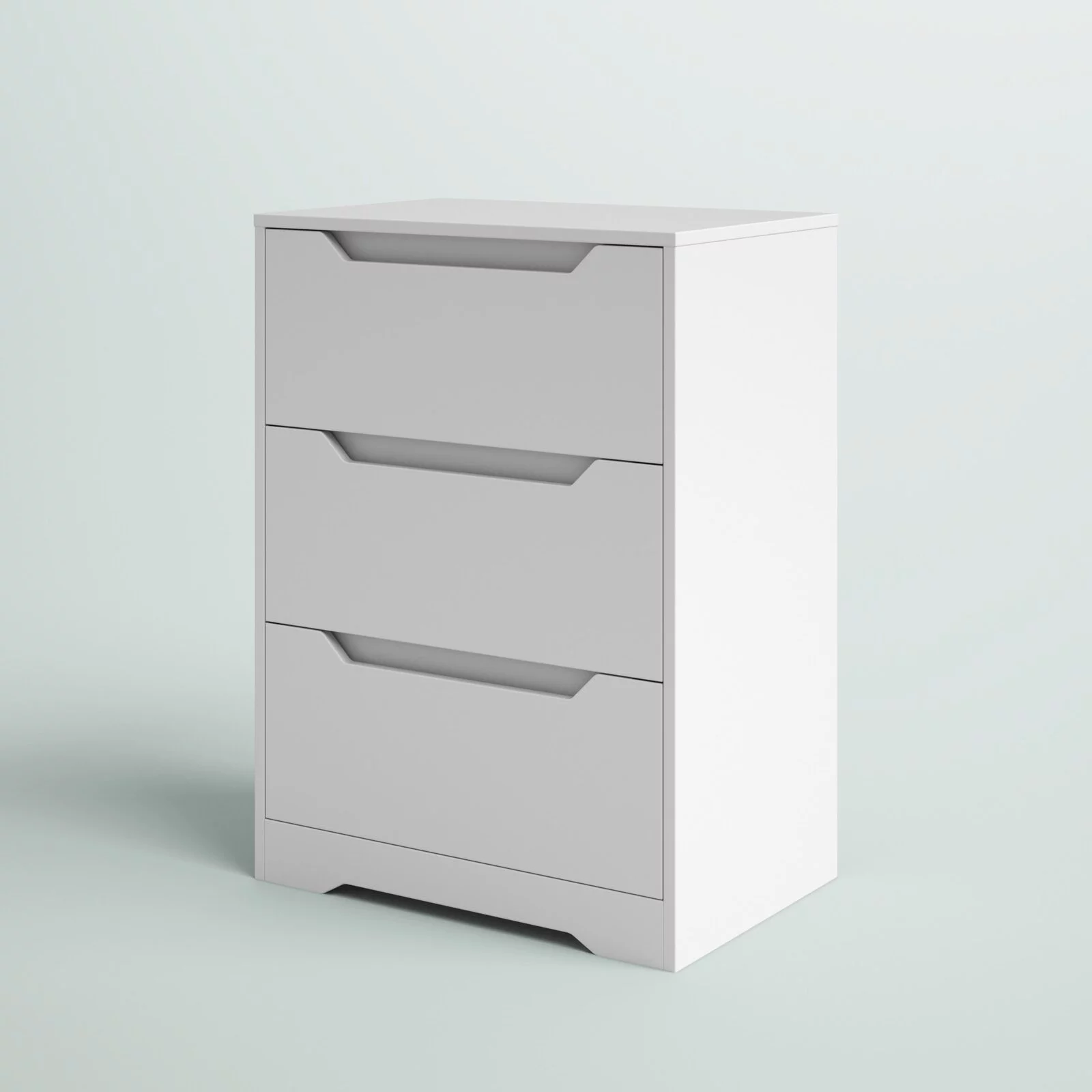 Homfa White Dresser with 3 Drawers, 23.6'' W Tall Nightstand Chest of Drawer with Cutout Handles for Living Room