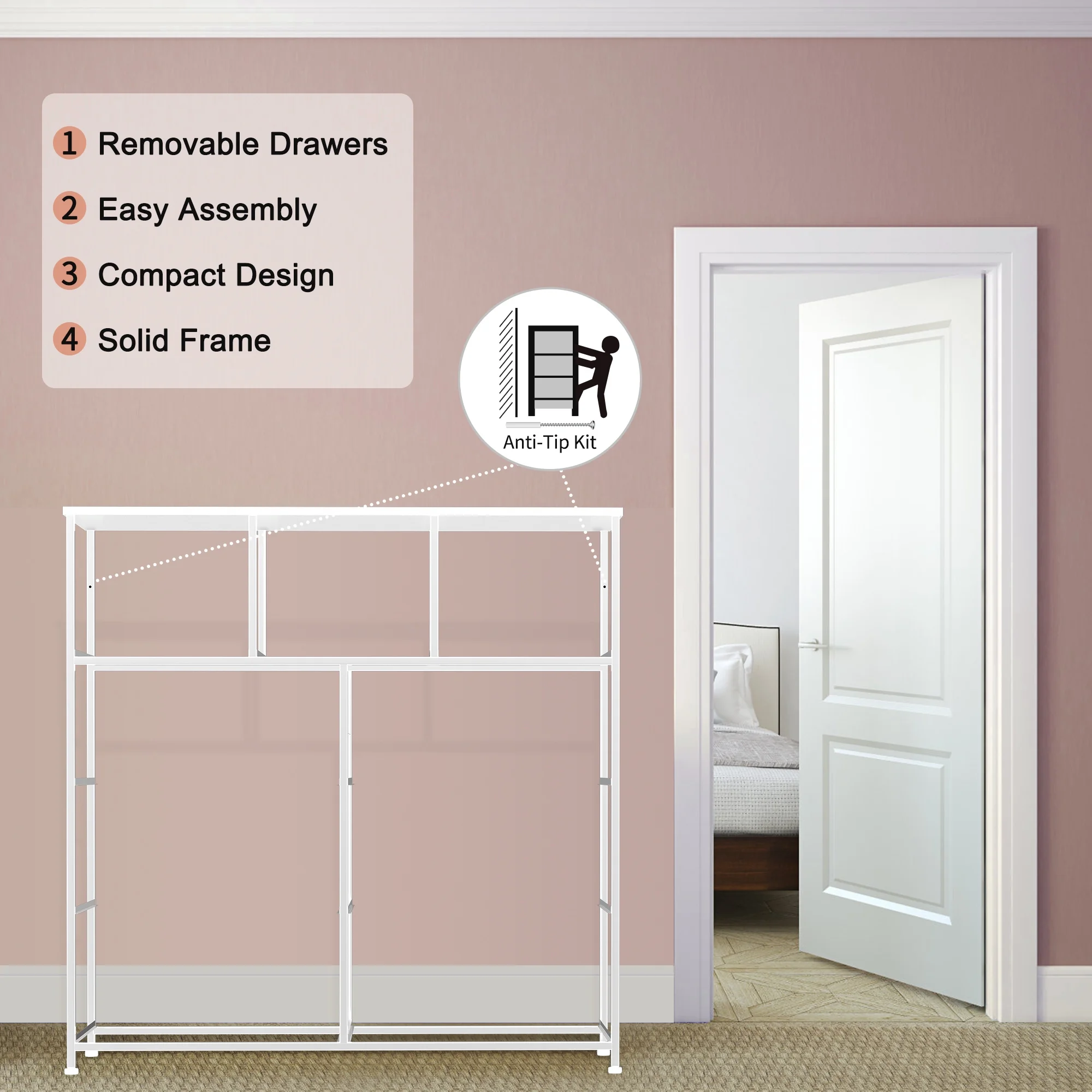 Bigroof Dresser for Bedroom with 9 Drawers, Clothes Drawer Fabric Closet Organizer, Cloth Dresser with Metal Frame and Wood Tabletop Chest Storage Tower for Closet, Nursery, Living Room, Entryway