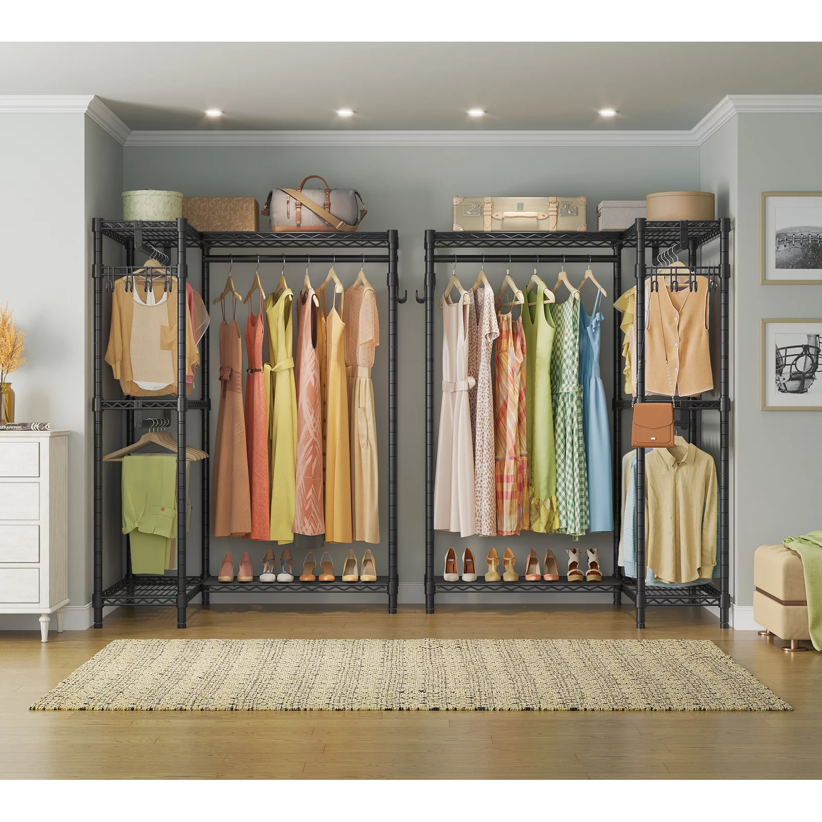 VIPEK L4 Garment Rack L Shaped Clothes Rack for Corner, Freestanding Portable Wardrobe Closet Heavy Duty Clothing Rack, Black