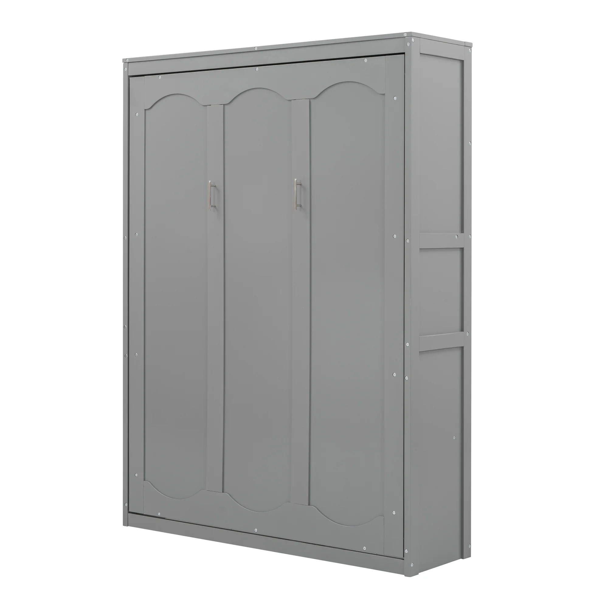 Bellemave Full Size Murphy Bed 68 Inch Wall Bed, Wood Space-Saving Foldable Cabinet Bed, Full Platform Bed Frame for Home Office Bedroom(Gray)