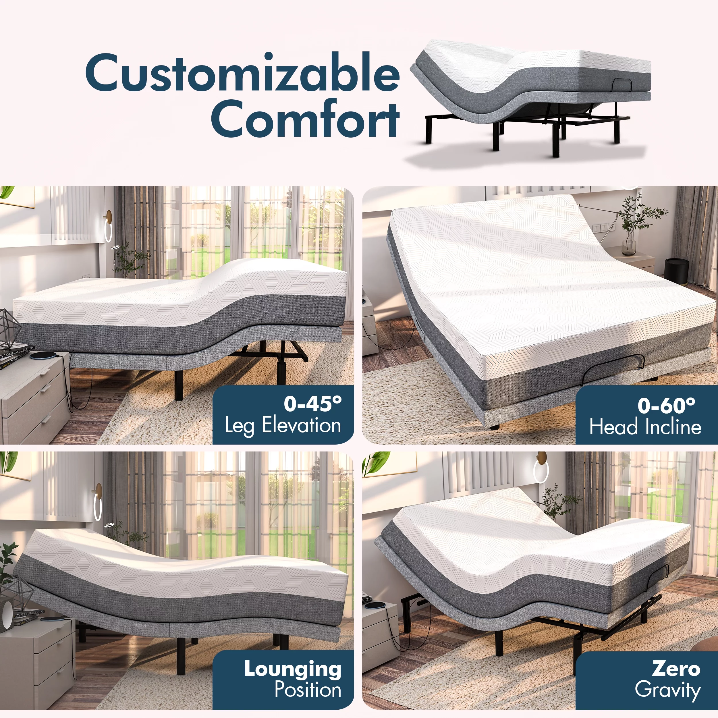 Renanim Adjustable Bed Frame with 14