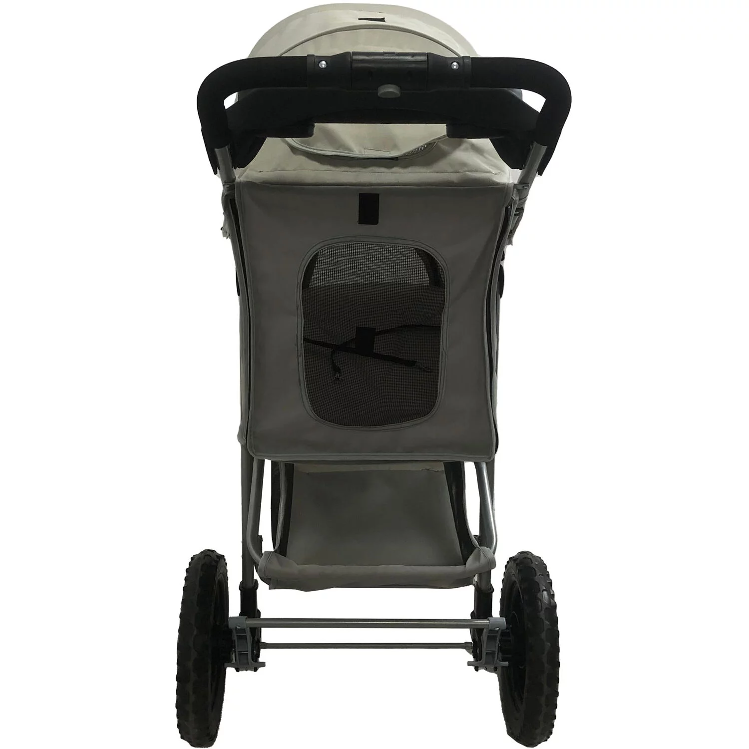 Critter Sitters Light Grey 4-Wheel Pet Stroller for Medium/Large Sized Dogs, Cats with Scratch Resistant Breathable Mesh Windows and Safety Leash | Storage Basket | Cup Holders | Lockable Wheels