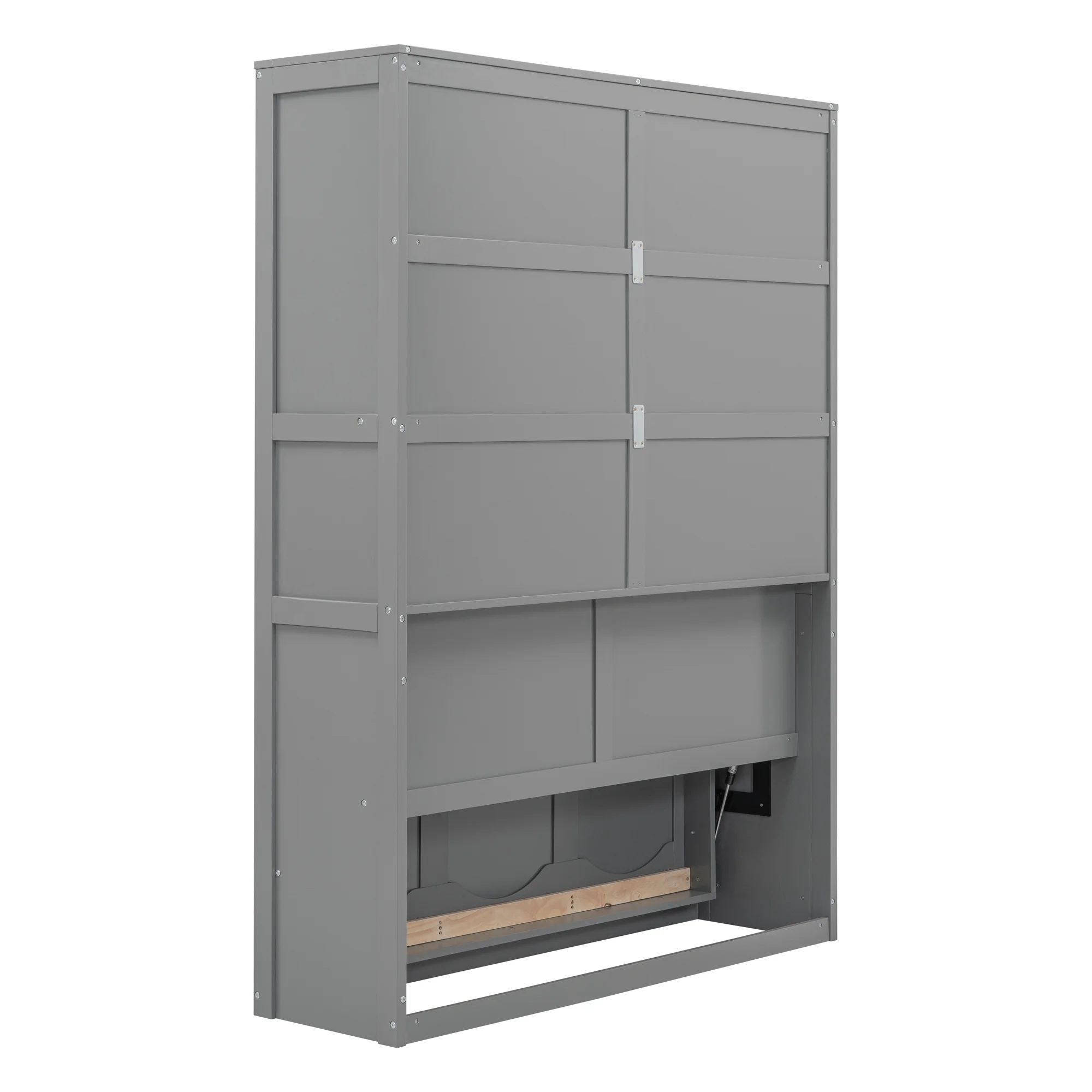 Bellemave Full Size Murphy Bed 68 Inch Wall Bed, Wood Space-Saving Foldable Cabinet Bed, Full Platform Bed Frame for Home Office Bedroom(Gray)