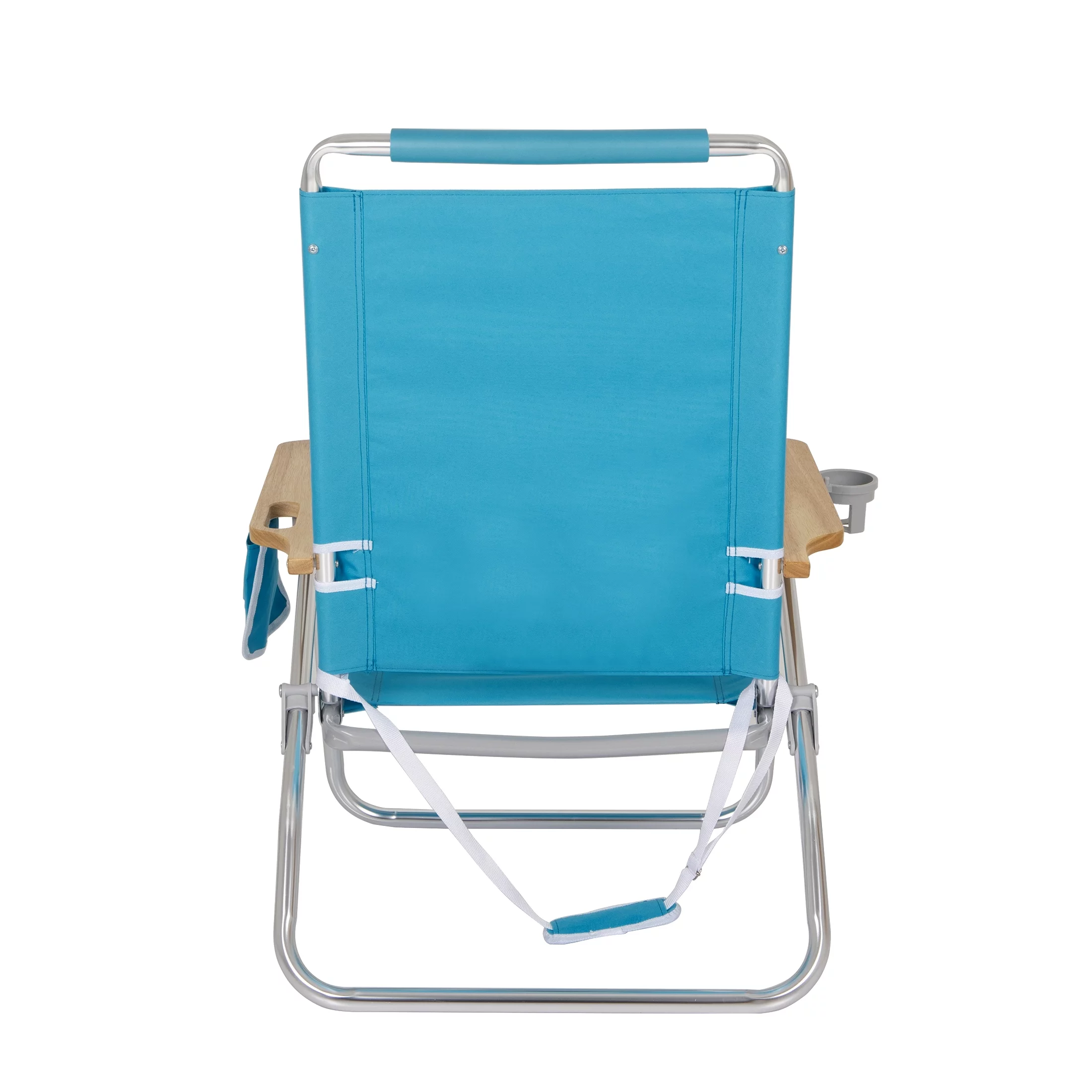 2-Pack Mainstays Wood Arm Reclining Comfort Height Beach Chair, Teal