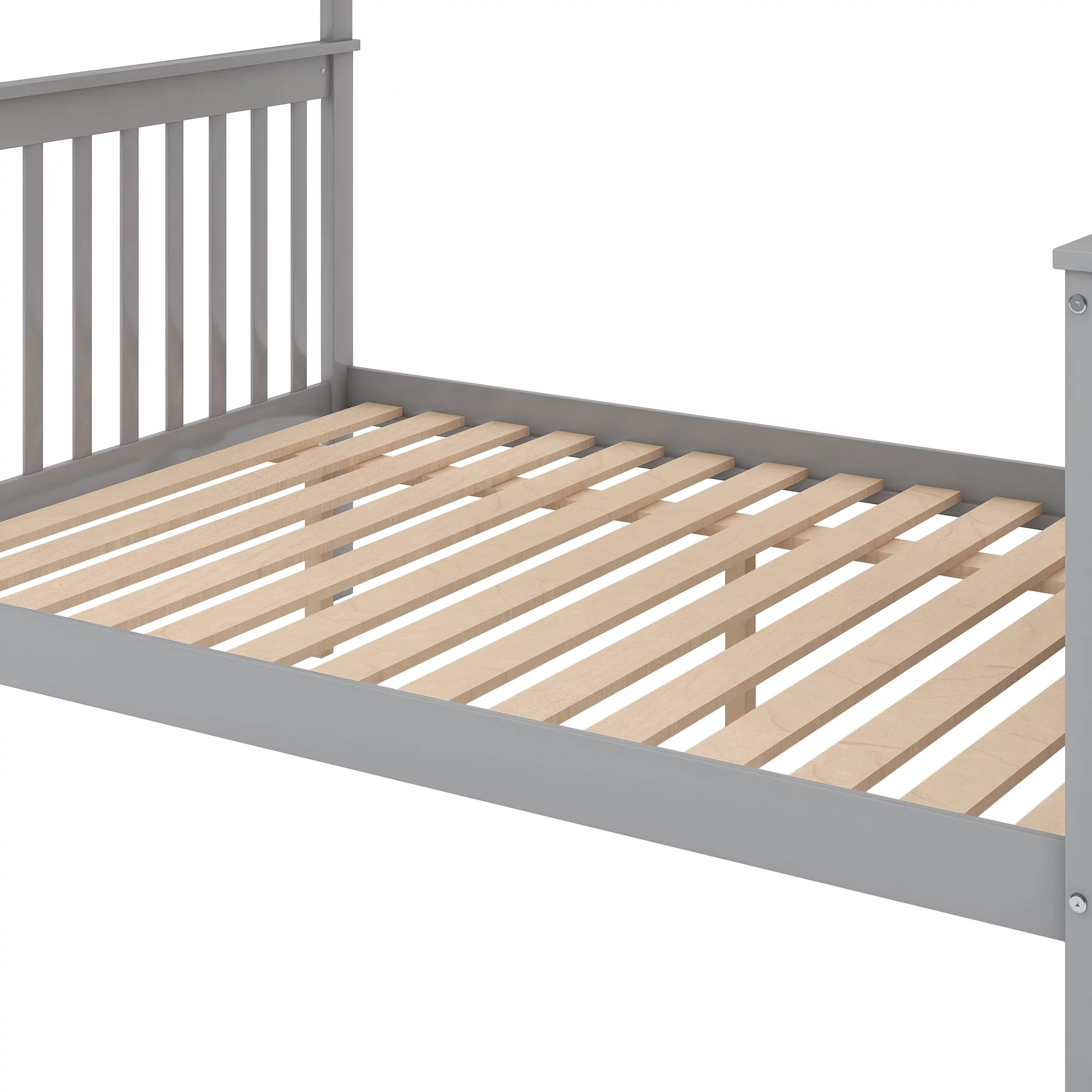 Leadzm Twin over Full Bunk Bed with Trundle and Staircase,Gray