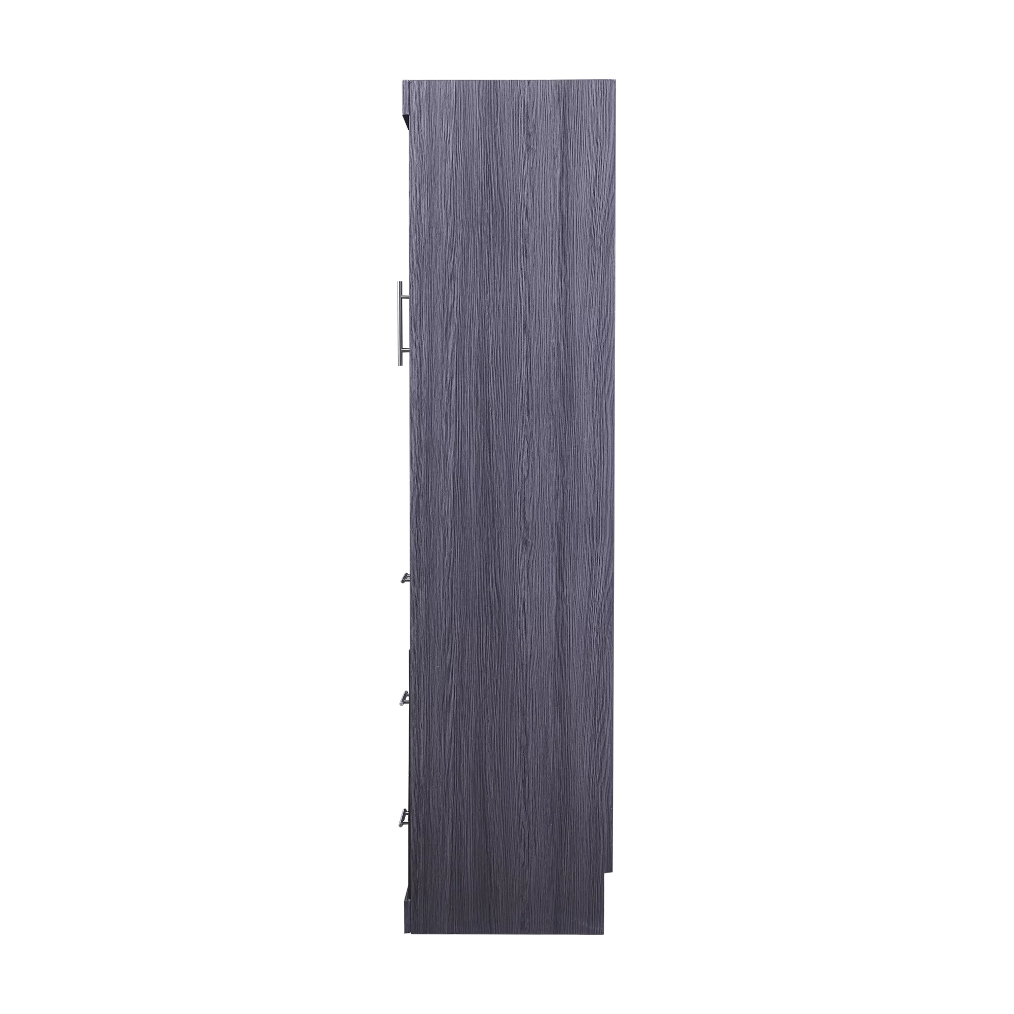 Euroco Wood Full Size Murphy Wall Bed with Wardrobe and Drawers for Living Room, Moveable Wardrobe and Drawers, Space-Saving & Easy Open and Close, Gray