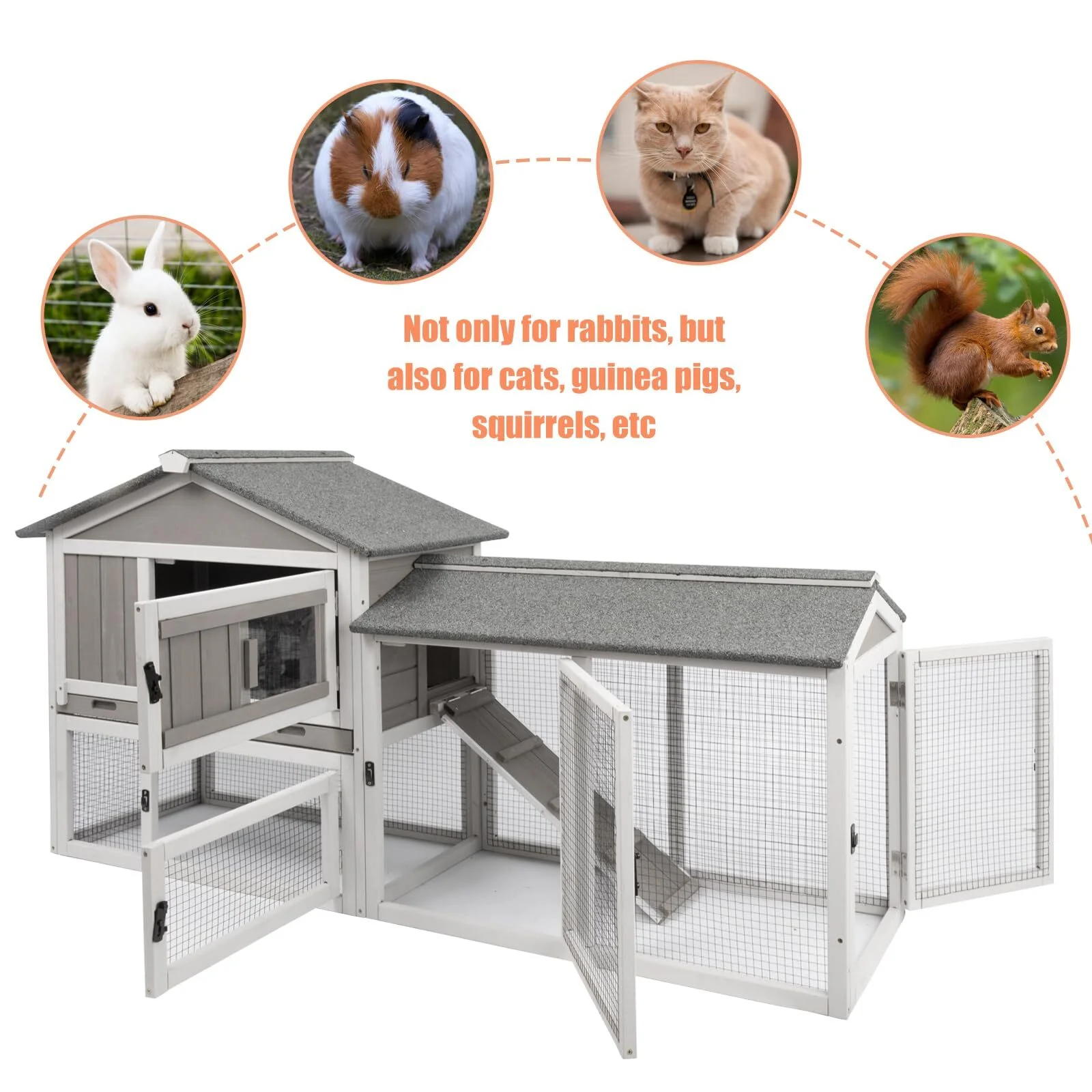 PETSCOSSET Rabbit Hutch Indoor Outdoor 66.9
