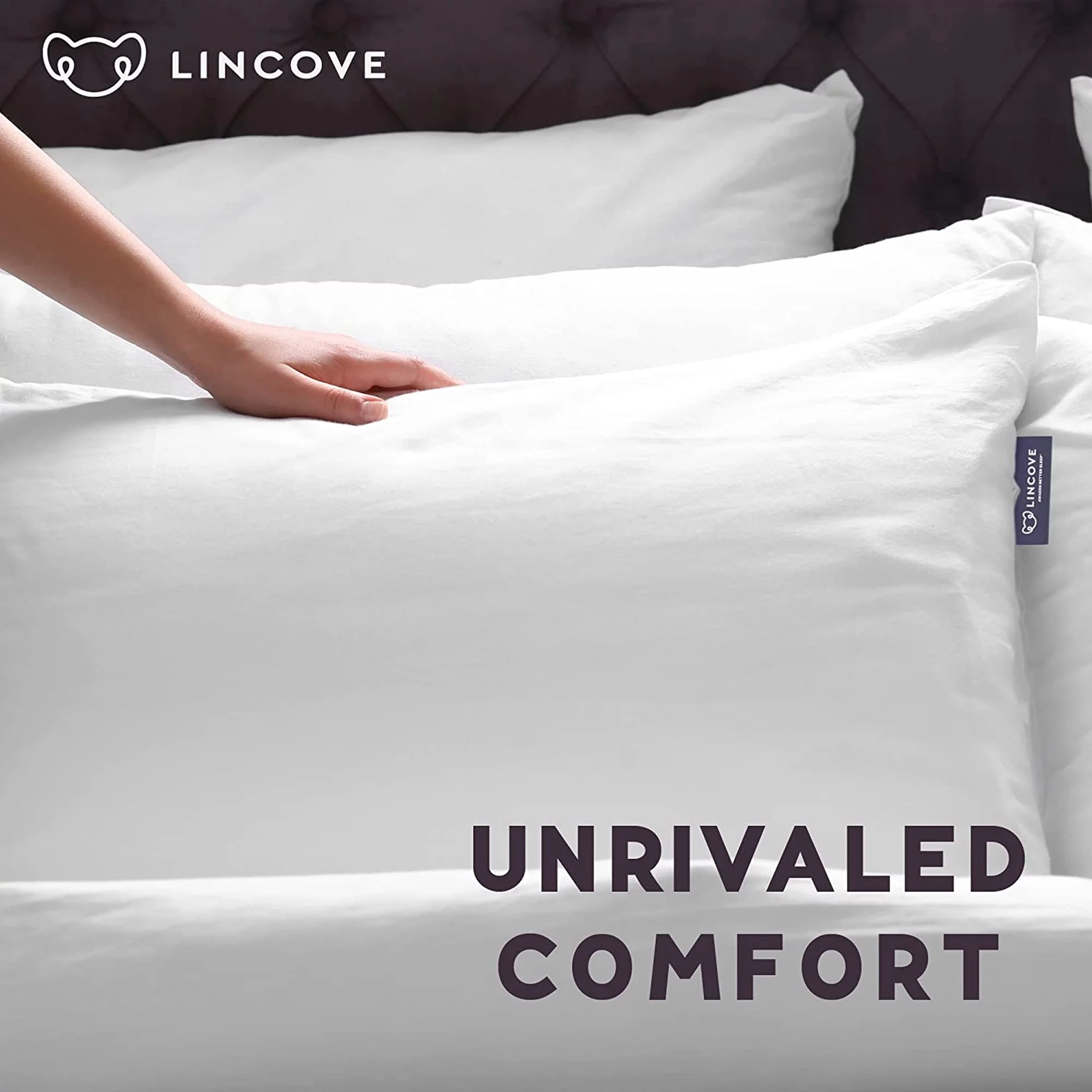 Lincove Canadian Resort Hypoallergenic Bed Pillow for Back and Side Sleepers Hotel Quality Pillows, King 2-Pack