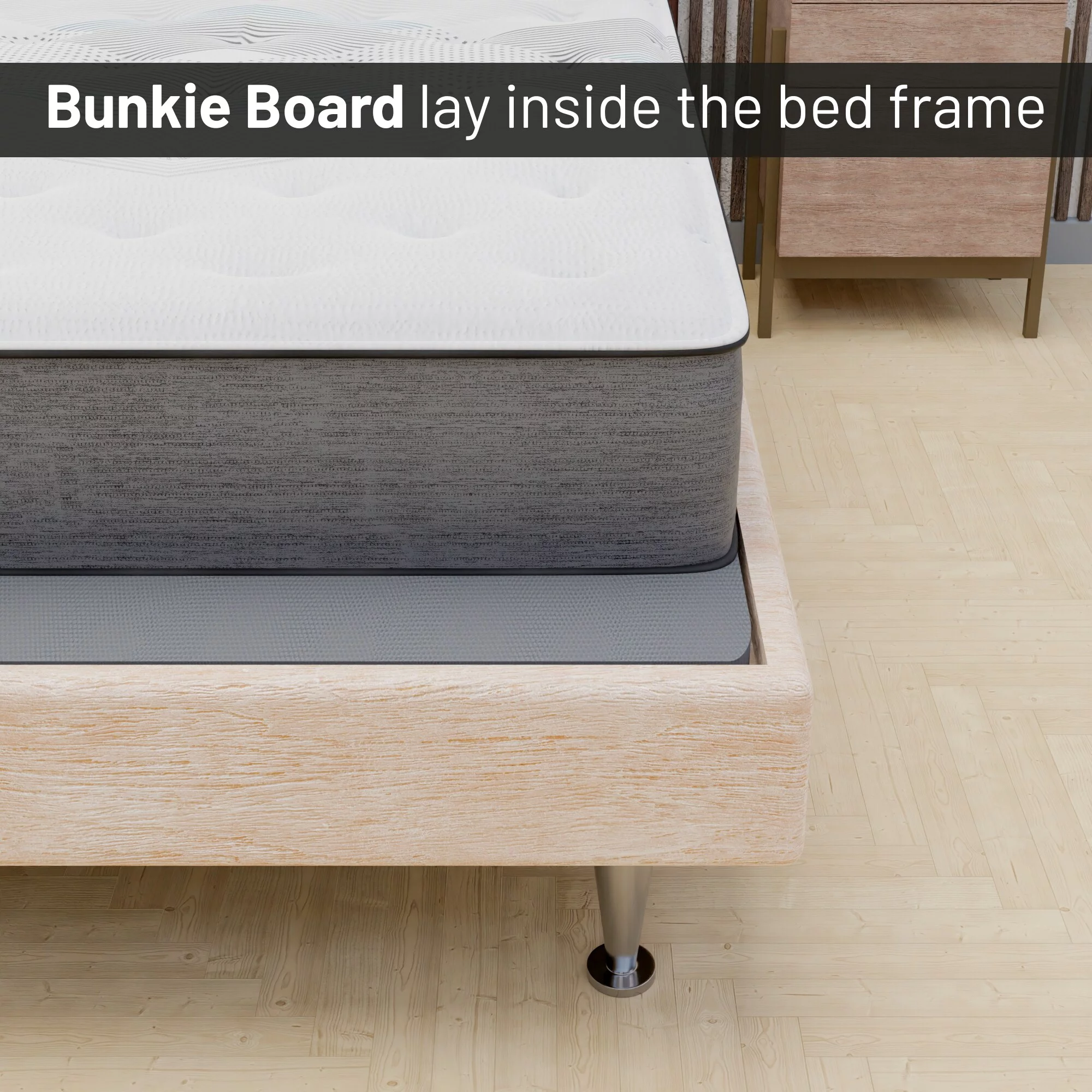 Onetan , 1.5-Inch Split Bunkie Board for Mattress/Bed Support - Fully Assembled, Improved Comfort and Support, Gray Queen
