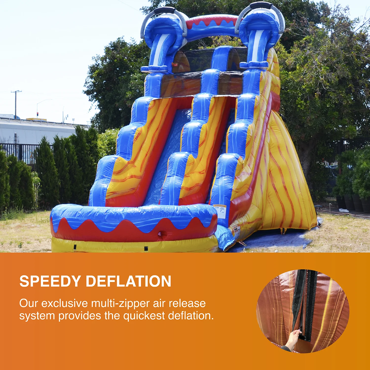 JumpOrange Splash Outdoor Commercial Grade Inflatable Water Slide with Pool for Kids and Adults with Blower