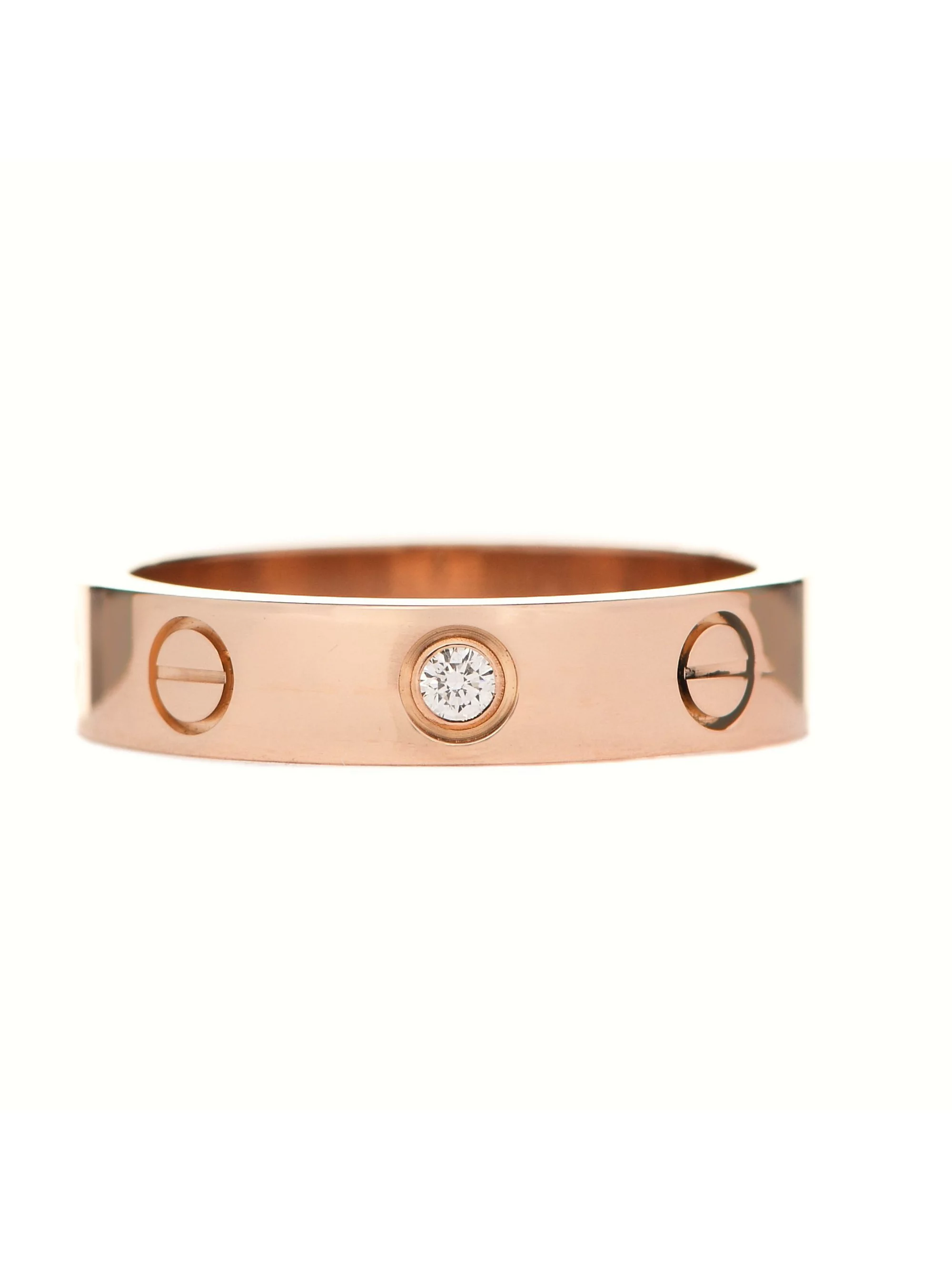 Cartier Love One Diamond Wedding Band Ring 18K Rose Gold Size 50 US 5.5