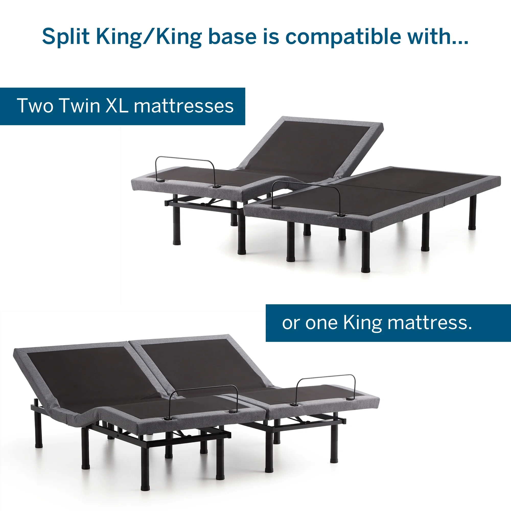 Lucid Premium Steel Adjustable Bed Base with Zero Clearance, King/Split King