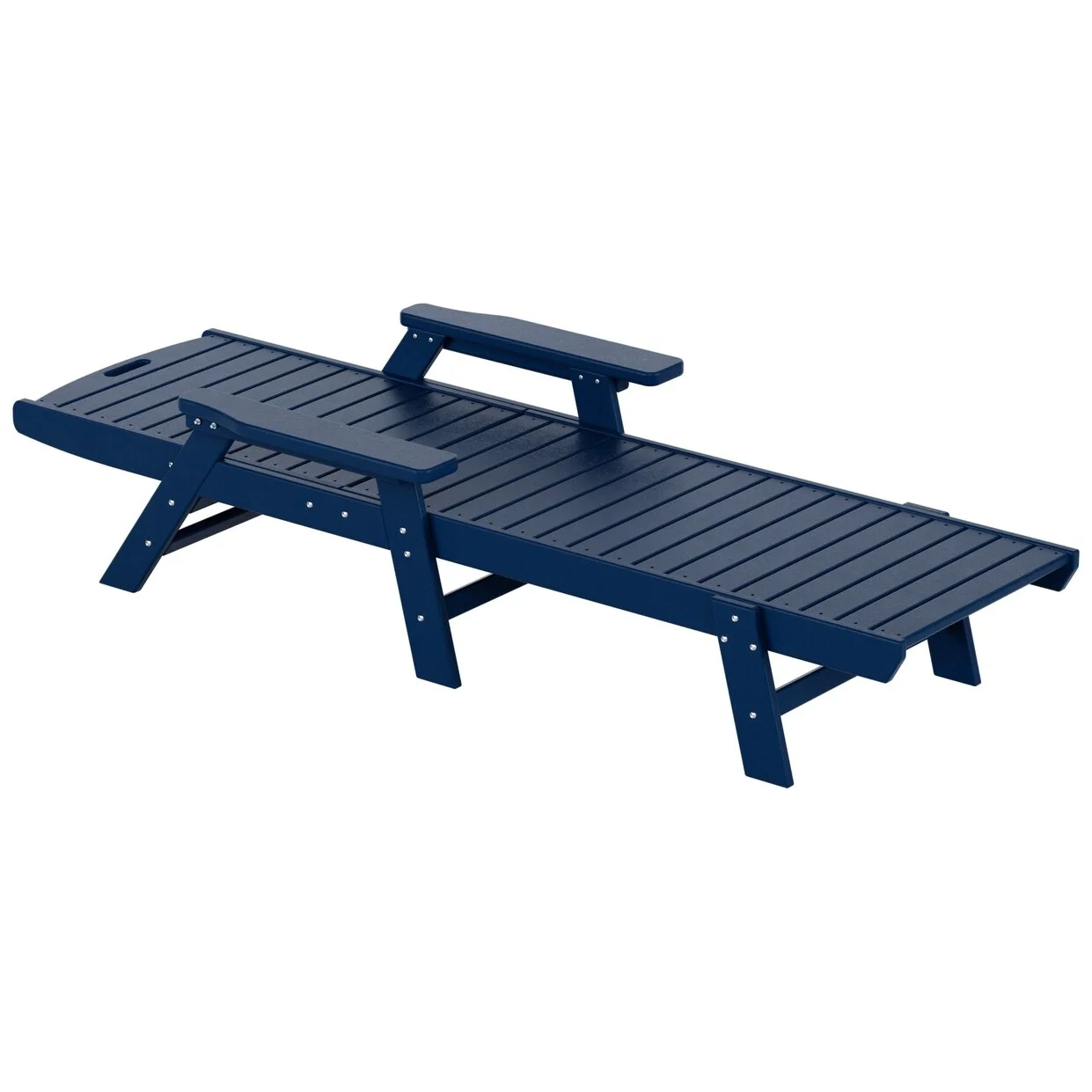 Polytrends  Laguna All Weather Poly Pool Outdoor Chaise Lounge - with Arms Navy Blue