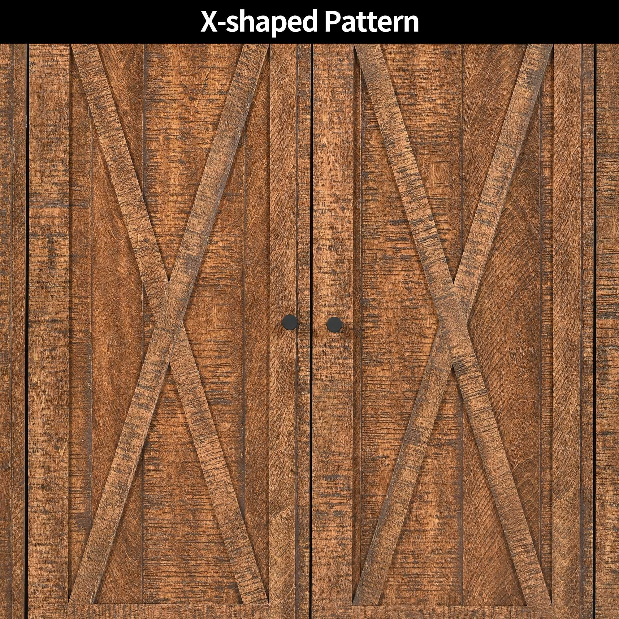 Dextrus Farmhouse Shoe Cabinet with Barn Doors, 5-Tier Wood Shoe Storage Rack Organizer for Entryway/Hallway/Closet, Brown